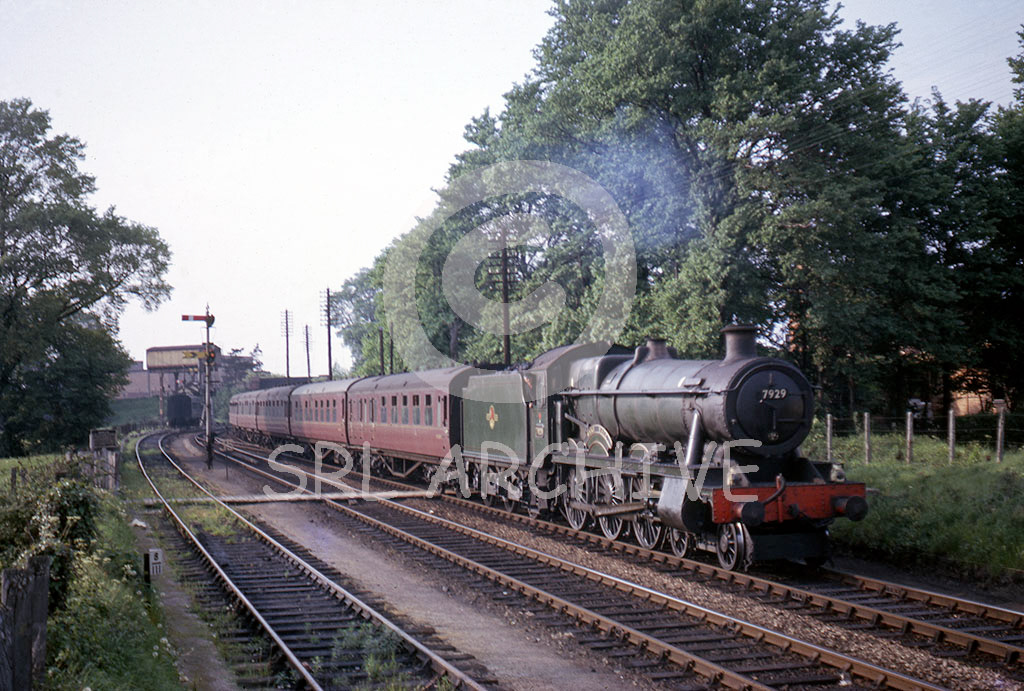 7929 'Wyke Hall' Hawksworth Modified Hall on a down Worcester local departing from Stratford upon Avon in May 1963 SRL No 519 