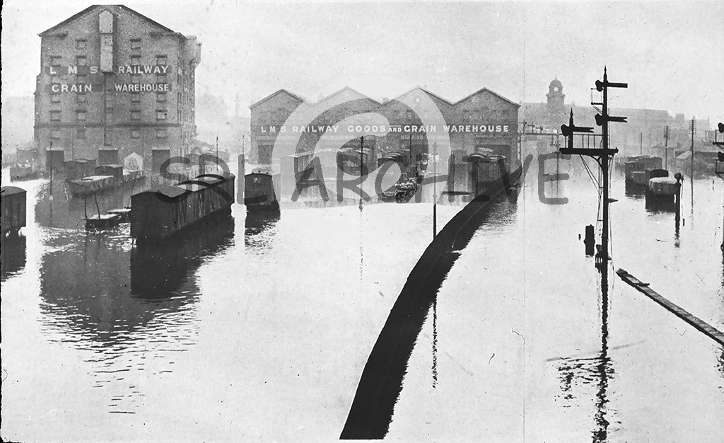 Nottingham Midland Station Goods Yard during the floods of 1932 SRL No 433 