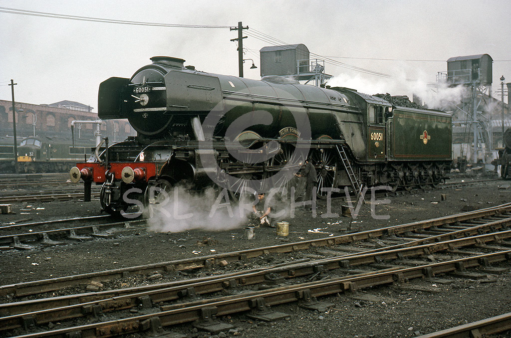 60051 'Blink Bonny' at Leeds Holbeck after arriving with the LCGB The North Countryman rail tour 6th June 1964 being serviced ready for the run down the ECML to the capital SRL No 608