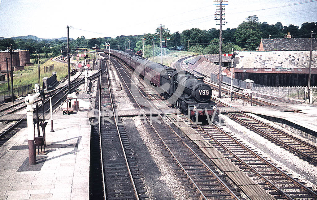 unknown Castle class on an express approaching Tiverton Junction station looking north towards Taunton 20th June 1961 SRL No 875 