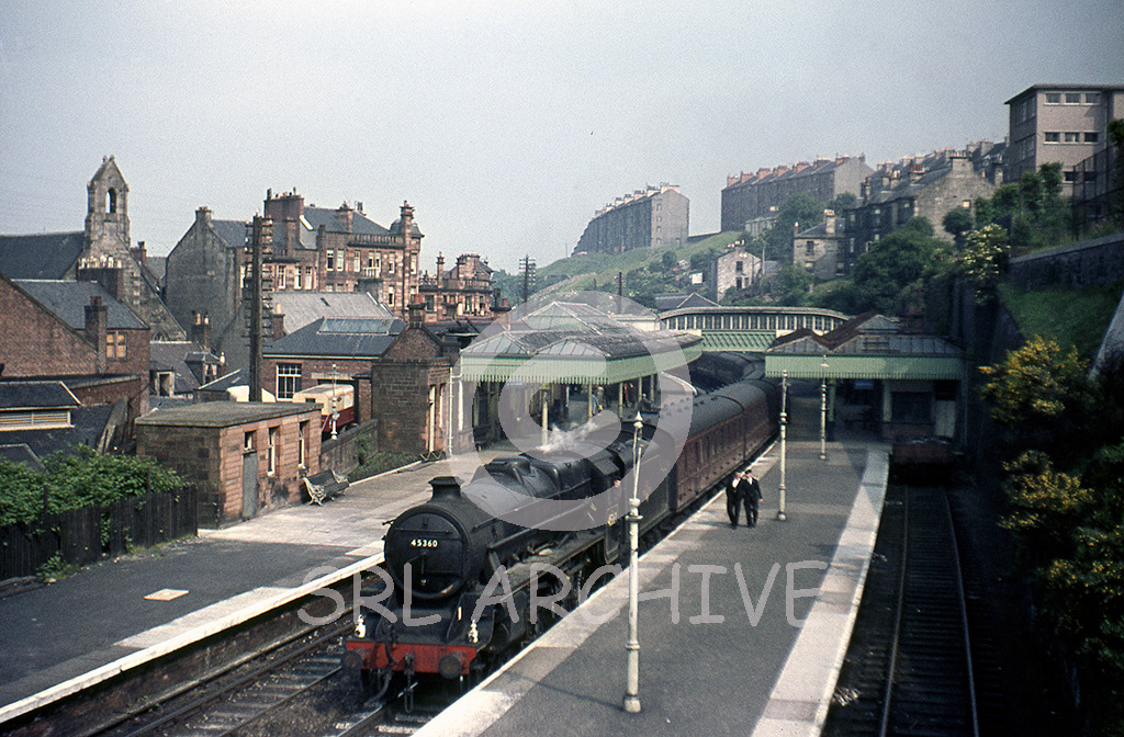 45360 at Port Glasgow station on the Glasgow,Paisley,Greenock line July 1963 SRL No 598 
