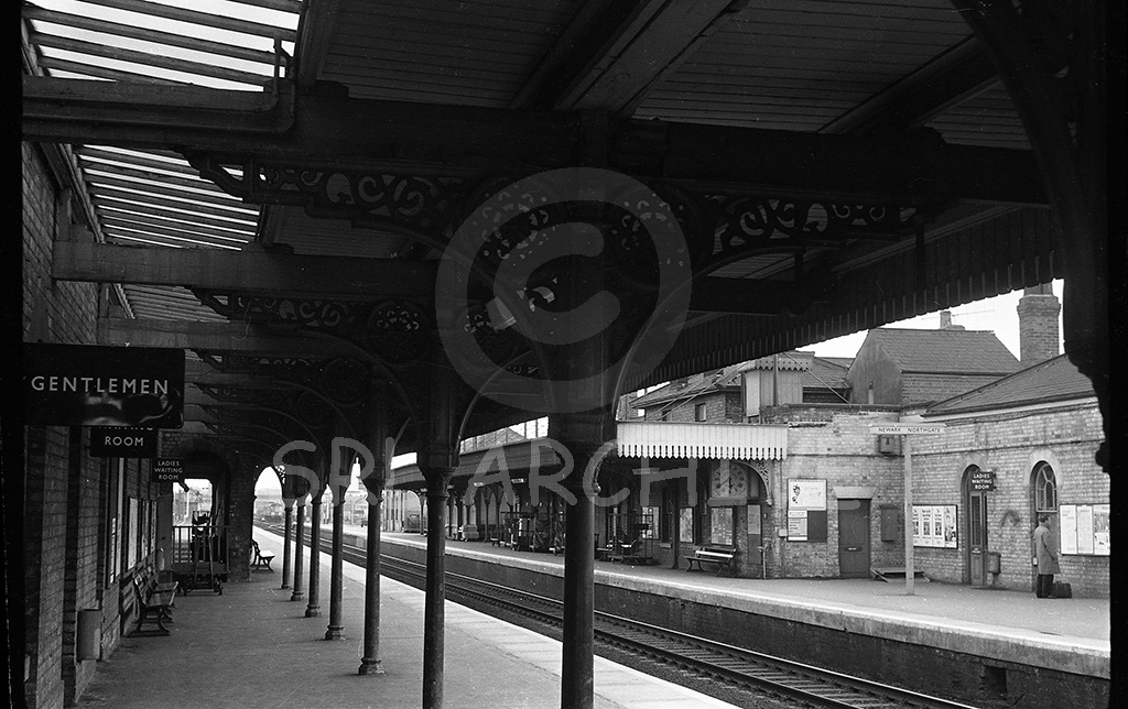 Newark Northgate railway station on the ECML looking south across to platform 1 1970's SRL No 706 