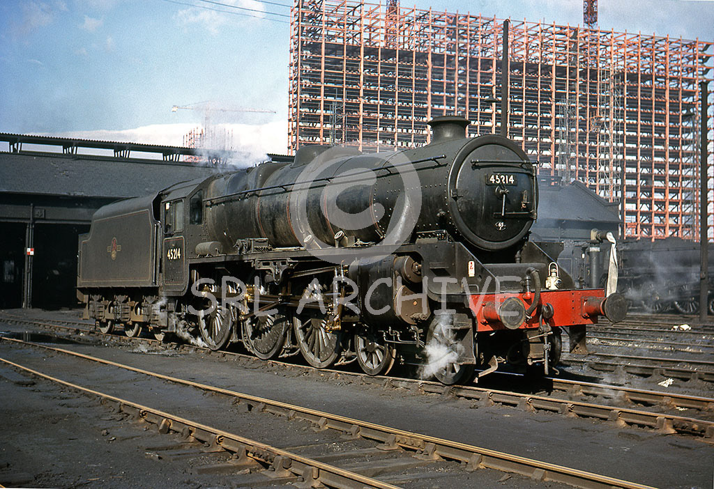 45215 simmering outside the shed at Glasgow St Rollox in April 1965 backed by the new flats on the Sighthill estate SRL No 834 