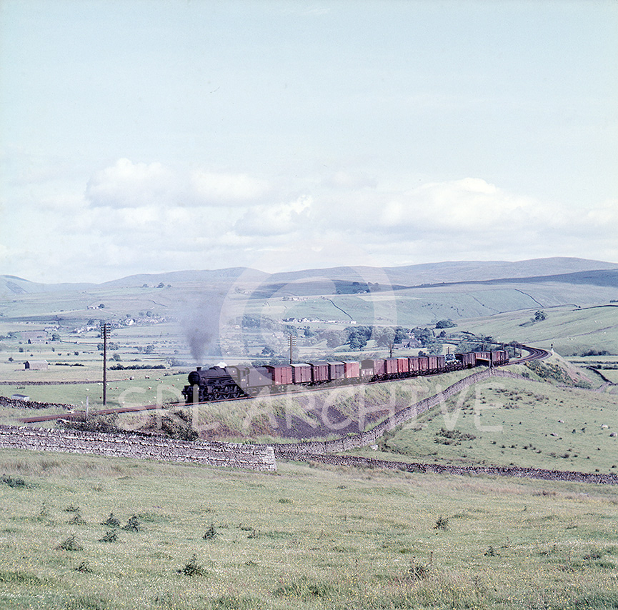 45738 Samson at Greenholme on the climb to Shap summit with a freight unrecorded date SRL No 258 