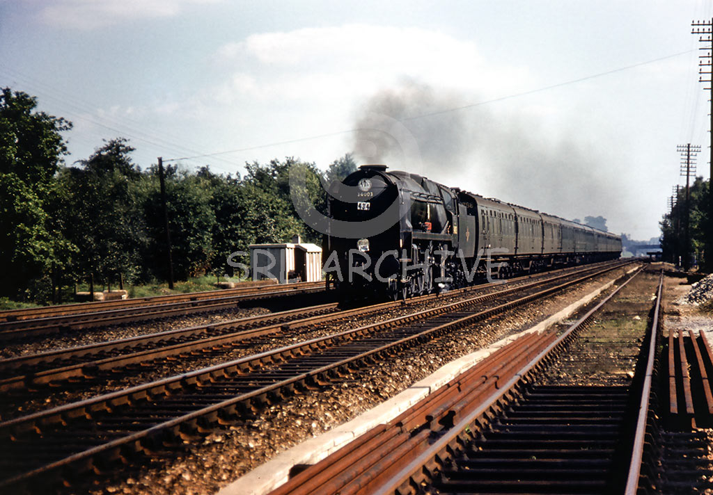 34003 'Plymouth' at Fleet near Winchfield with a Waterloo-Salisbury express 9th September 1961 David.B.Clark/SRL No 998 