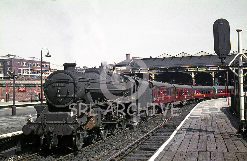 44803 of 26A Newton Heath shed waits at Manchester Victoria station possibly working a trans-pennine express to Liverpool 13th August 1965 SRL No 832 