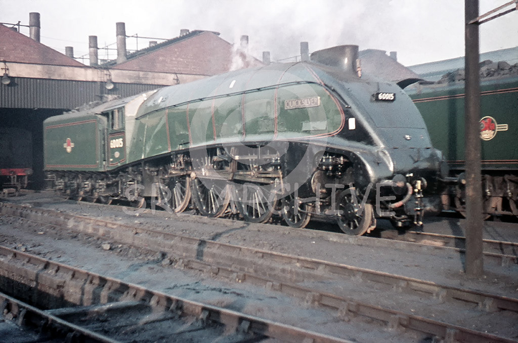 60015 'Quicksilver' outside Doncaster main shed after whats looks like a visit to the works so maybe 1960 or 1961 it's last general Apr-May SRL No 81 