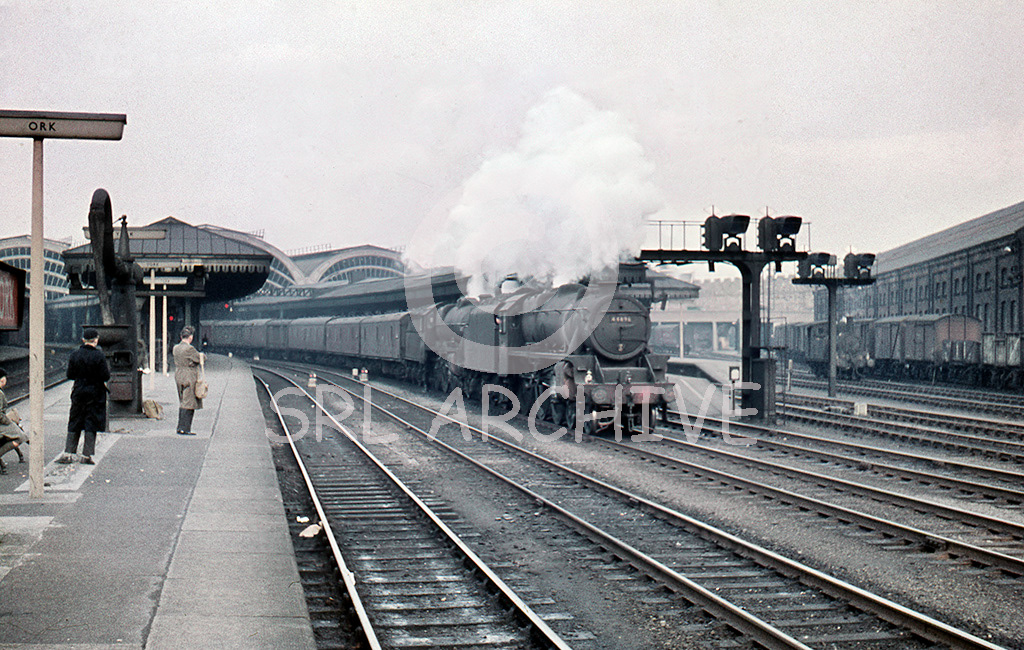 44696 + Jubilee 45679 'Armada' double head the Redbank empty vans back to Manchester seen here at York station 4th March 1961 SRL No 731 