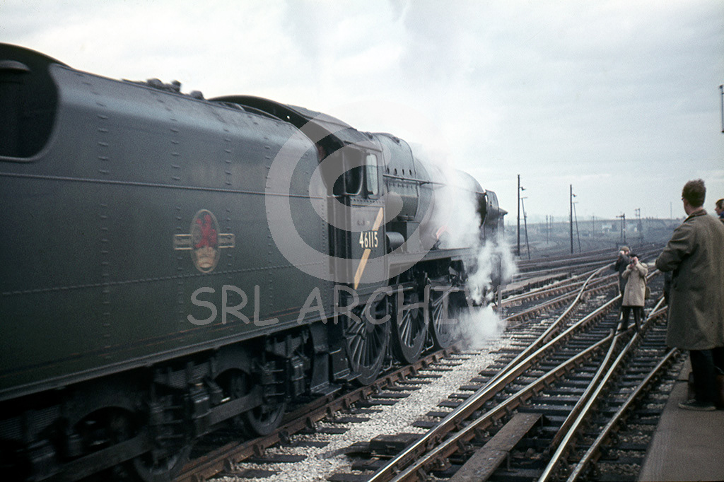 46115 'Scots Guardsman' at Carlisle with the RCTS Rebuilt Scot Commemorative rail tour 13th February 1965 SRL No 634 