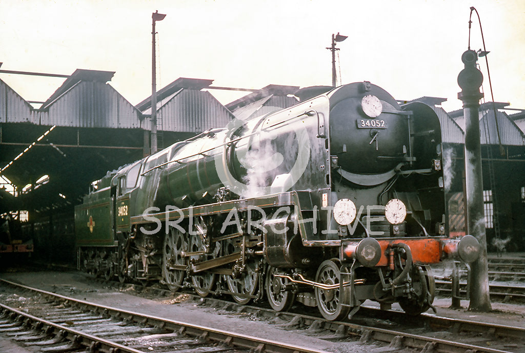 34052 'Lord Dowding' looking in superb external condition on shed at Salisbury Sunday 2nd July 1967 SRL No 1080 