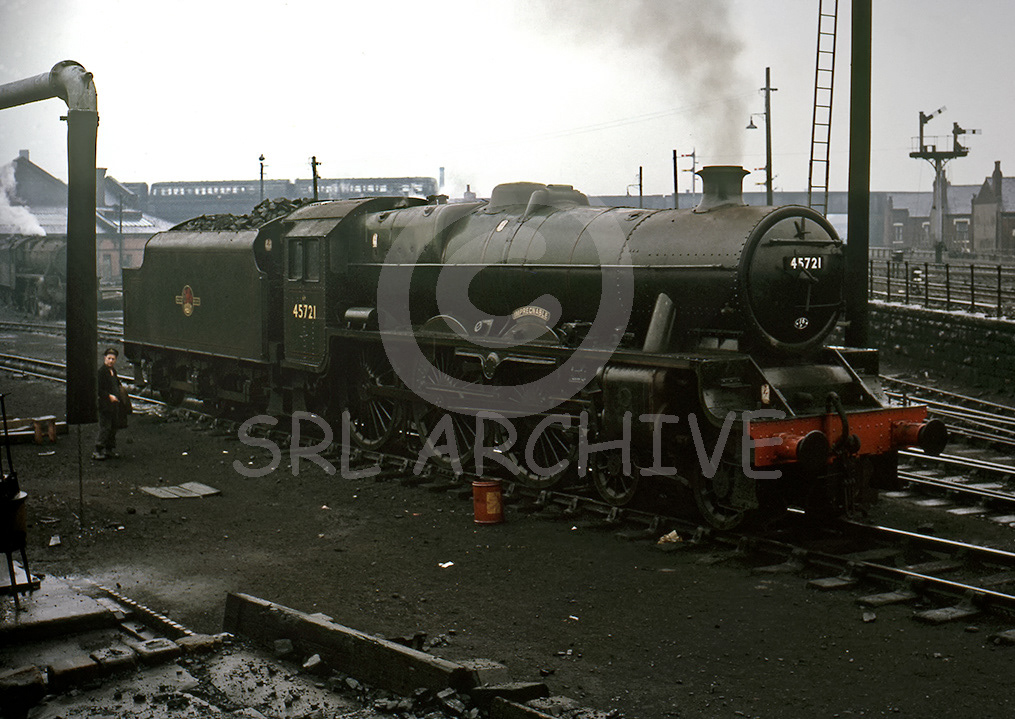 45721 Impregnable on shed at Leeds Holbeck after working the LCGB The North Countryman rail tour 6th June 1964 SRL No 603 