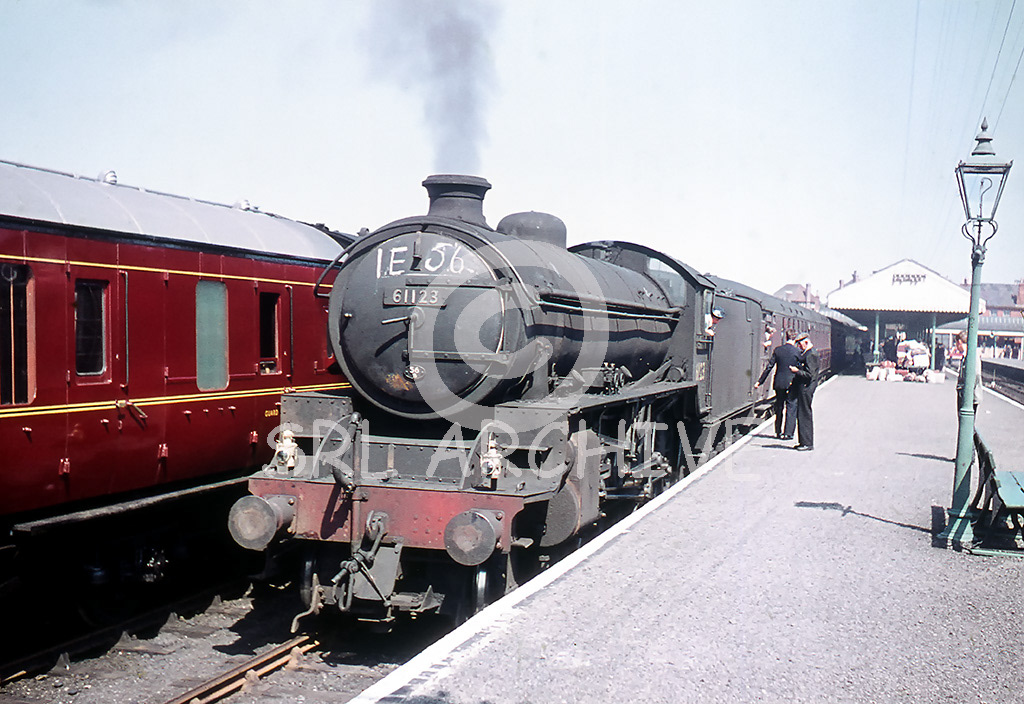 61123 waits to depart from Skegness with IE56 12th August 1961 a 56B Ardsley allocated engine SRL No 1109 