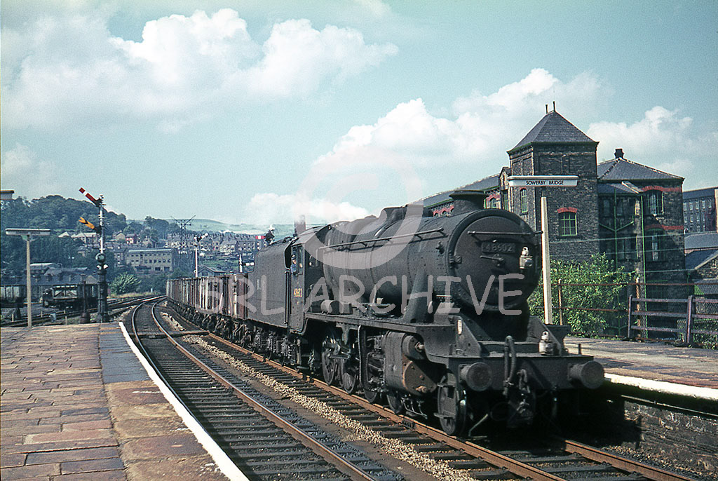 48602 with coal empties at Sowerby Bridge 26th August 1966 SRL No 822 