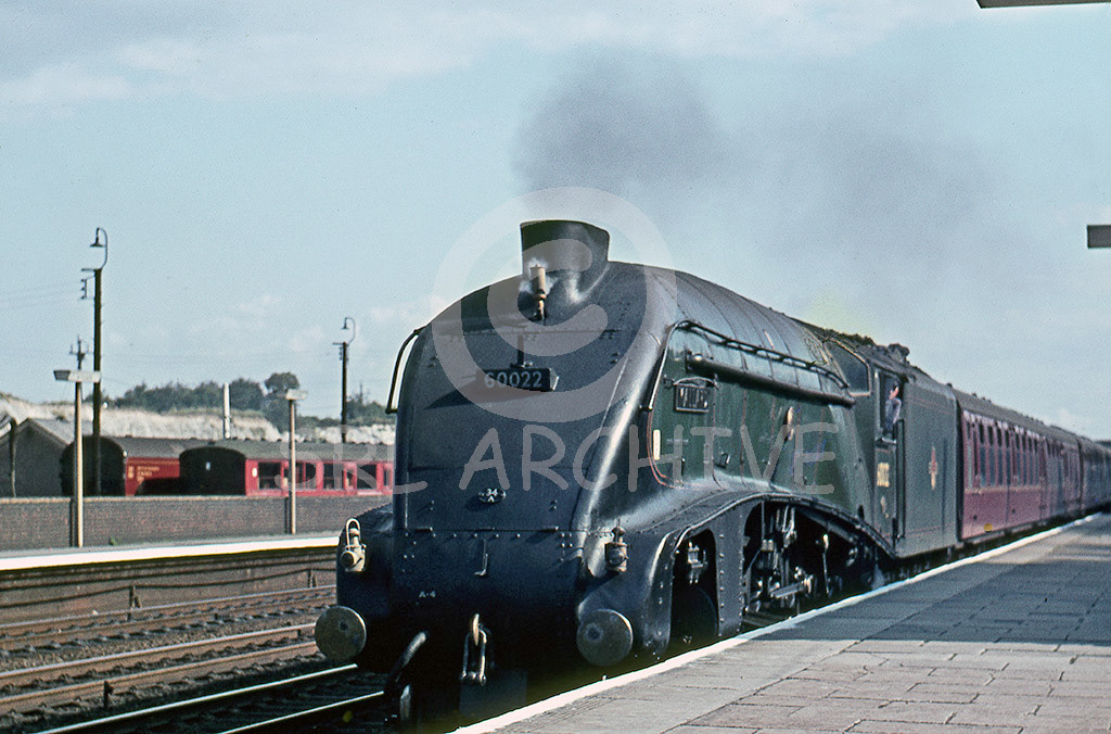 60022 'Mallard' at Hitchin station on the down line September 1962 SRL No 53 