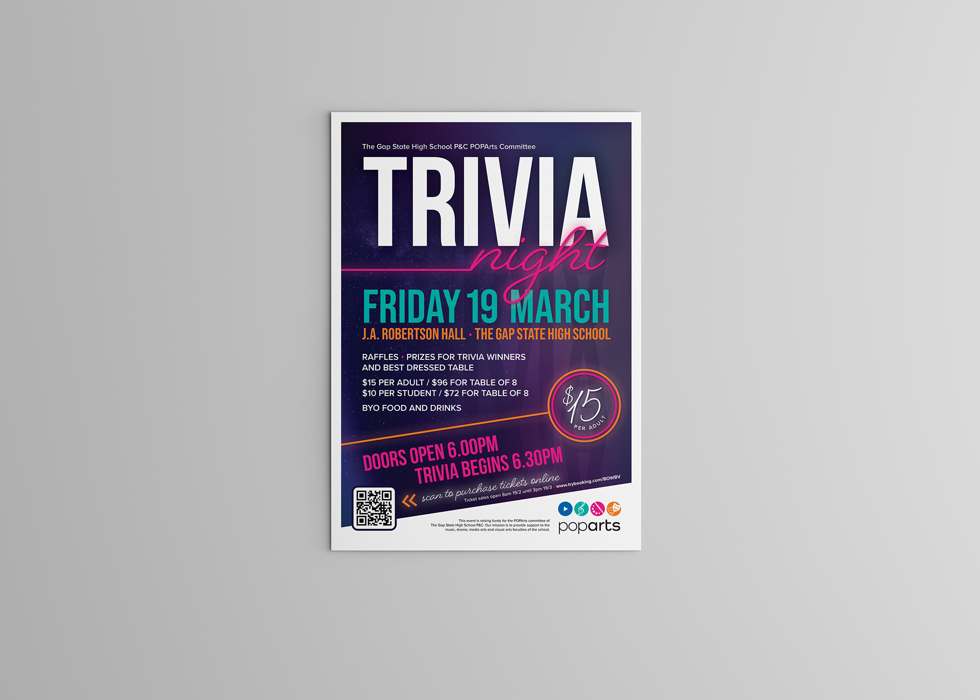 Trivia Night Poster / The Gap State High School P&C PopArts Committee