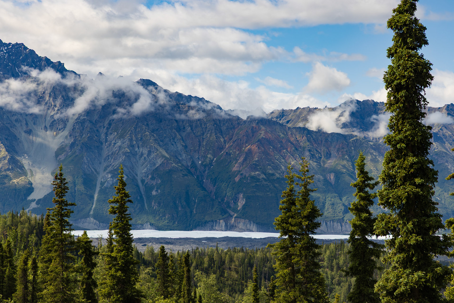 View of Matanuska Glacier from the deck of our cabin