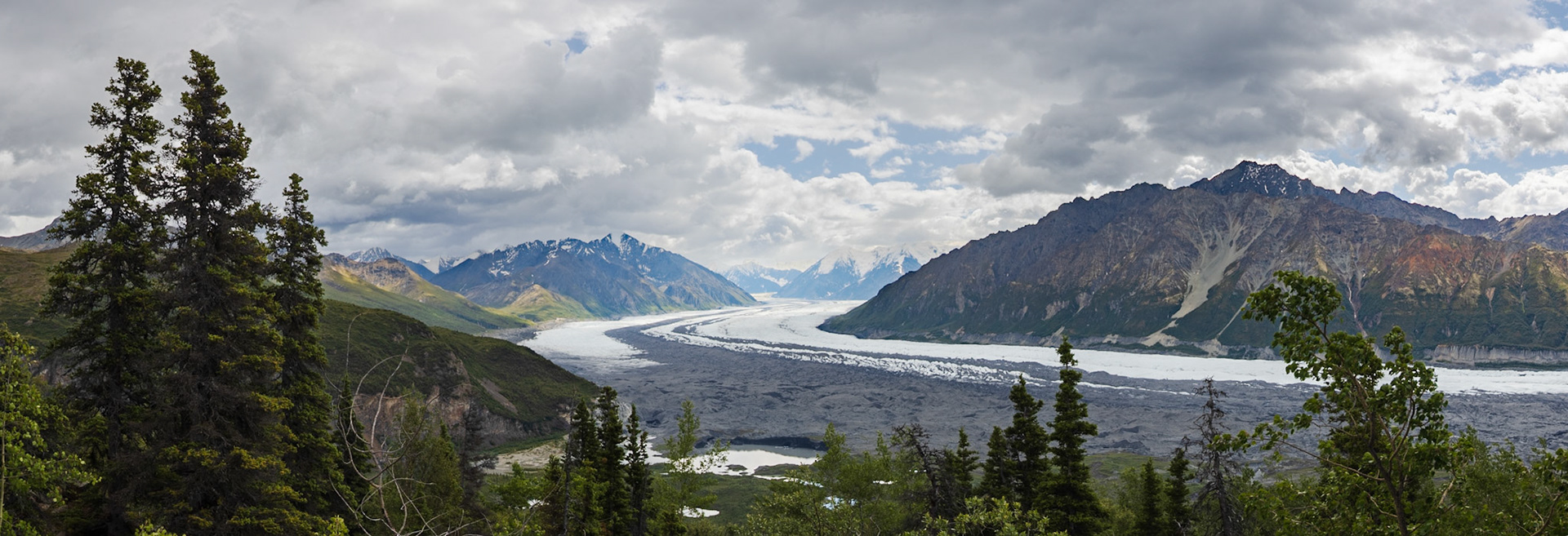 View up the valley of Matanuska Glacier
