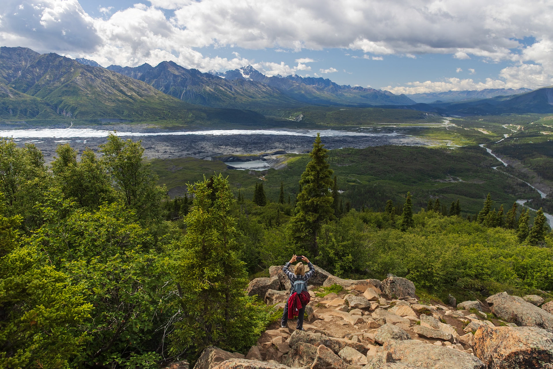 Lori looking out at Matanuska Glacier