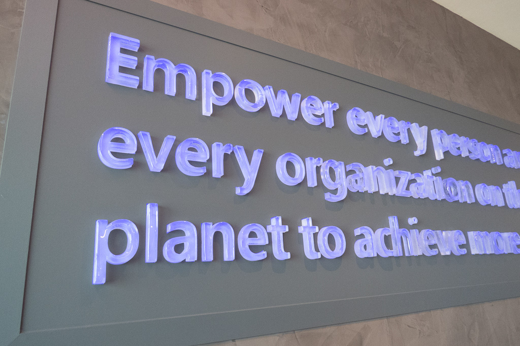 Cast lead crystal letters for Microsoft Experience Center, Atlanta