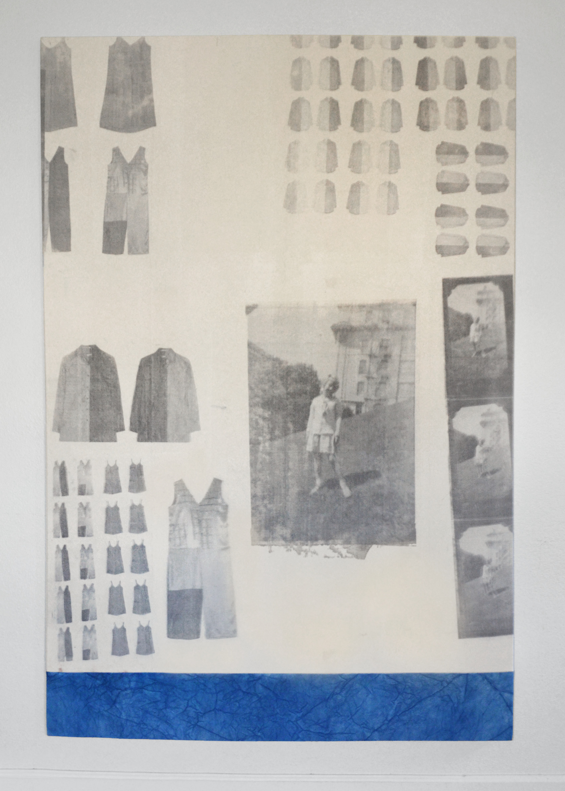 Clothestile I. photographic transfer & dye on canvas 48″ x 72″ 2019