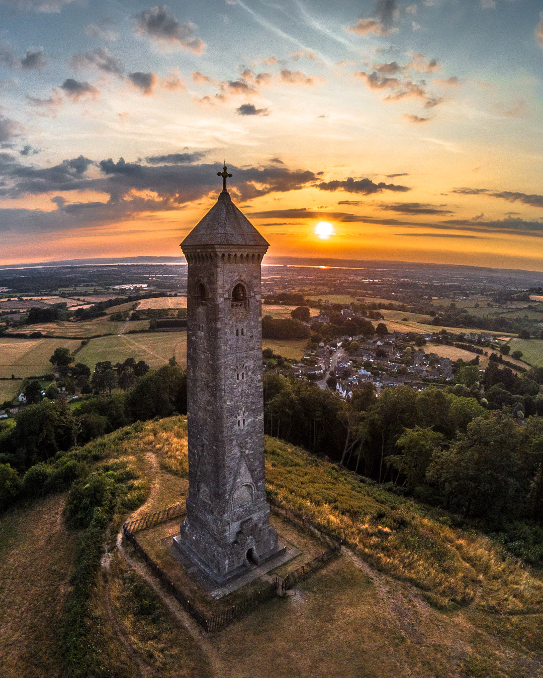 sunset at north nibley monument