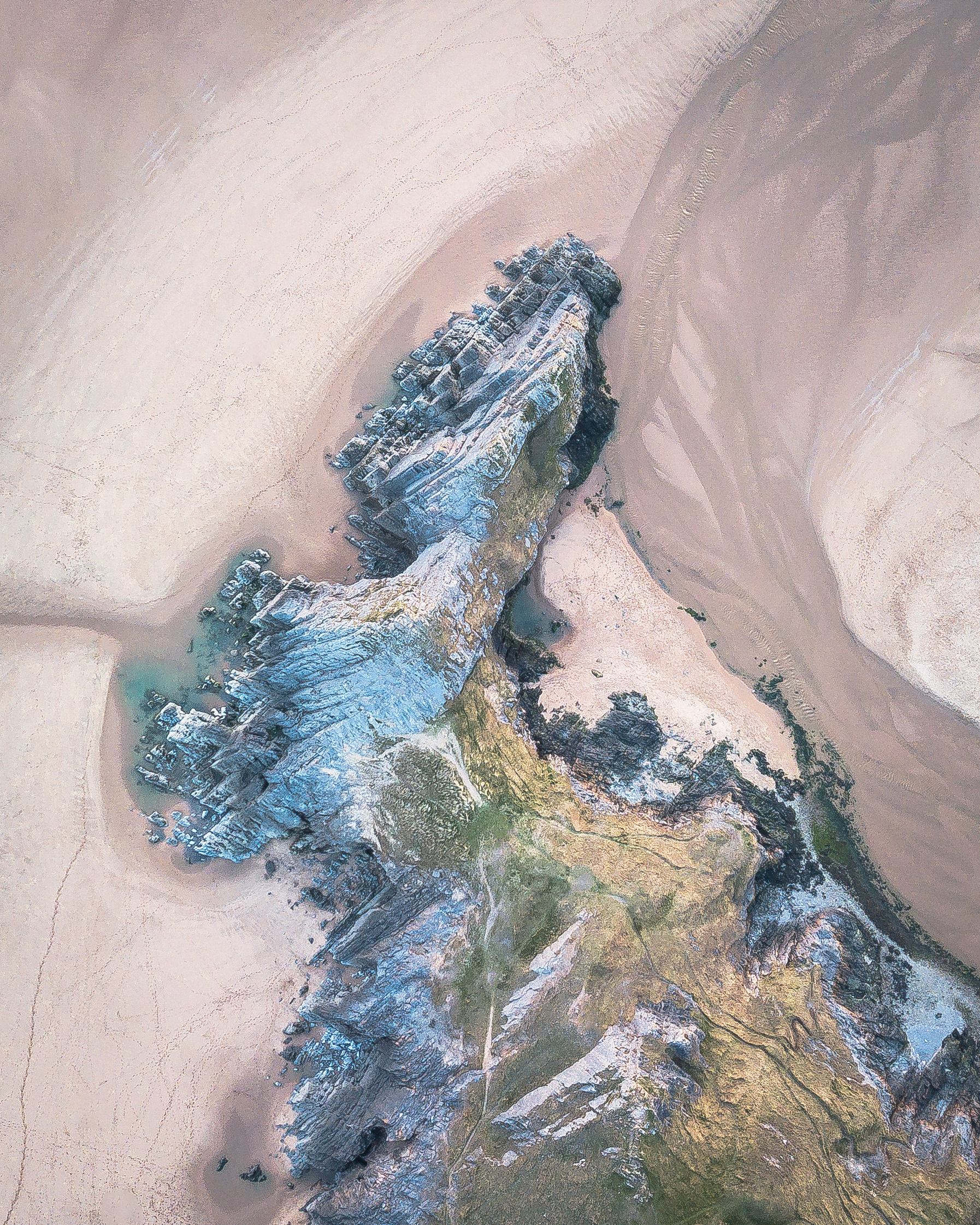 three cliffs bay from above 0 drone shot
