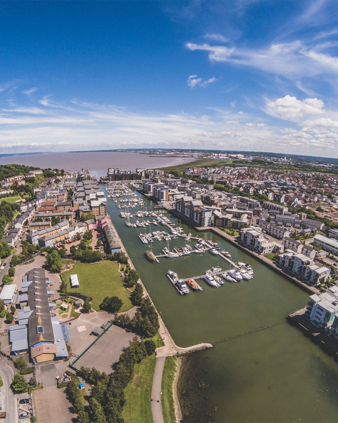 portishead marina - drone shot