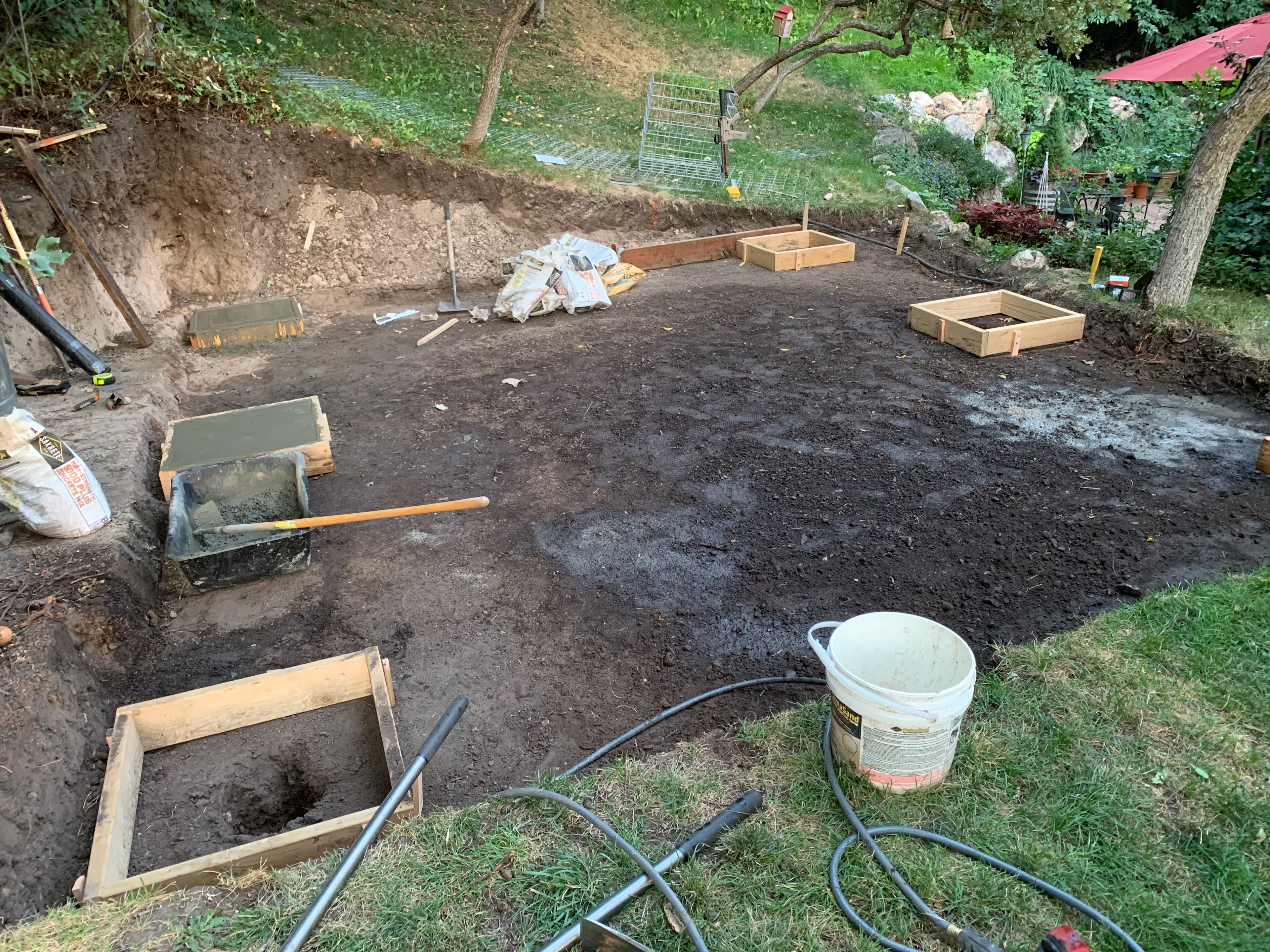 Pouring cement anchors/pads