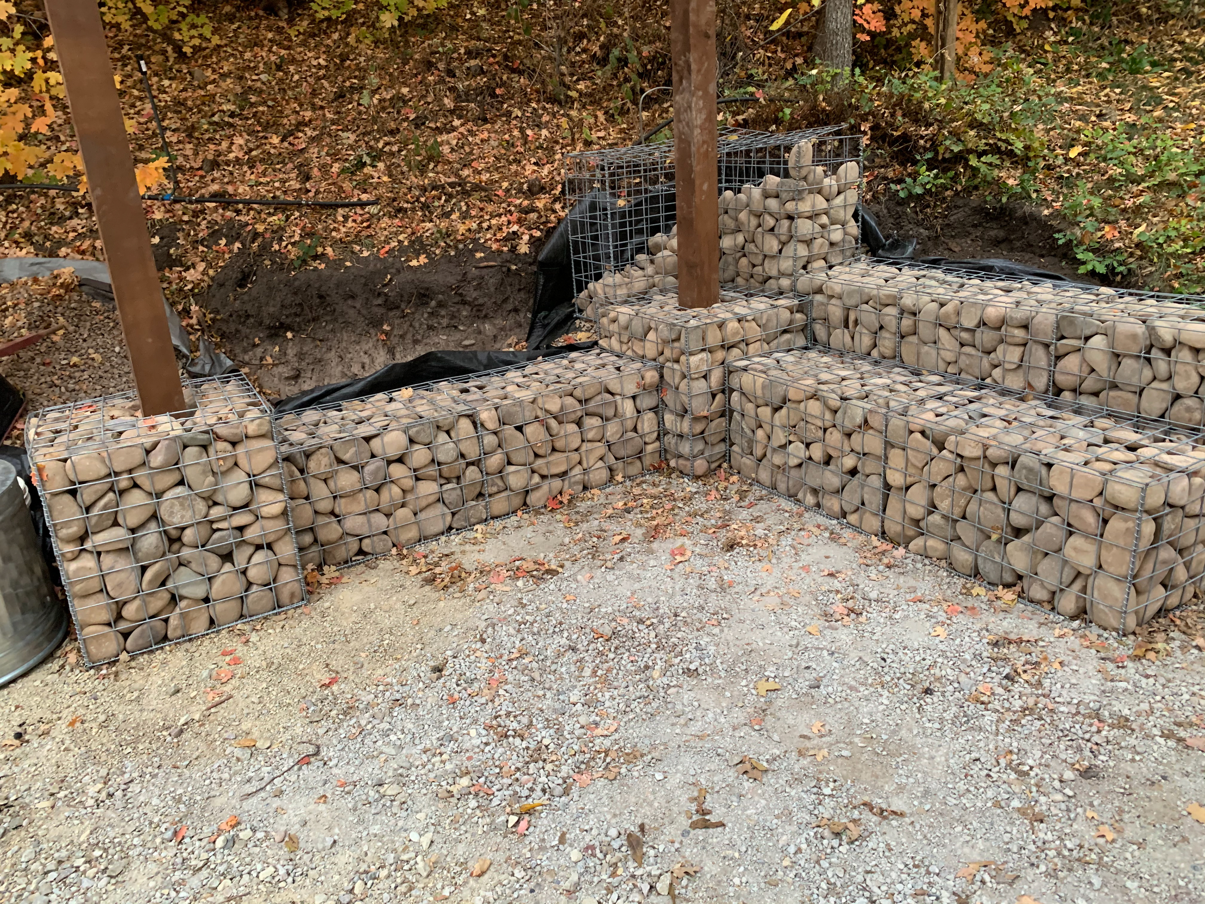 Gabions double as seating