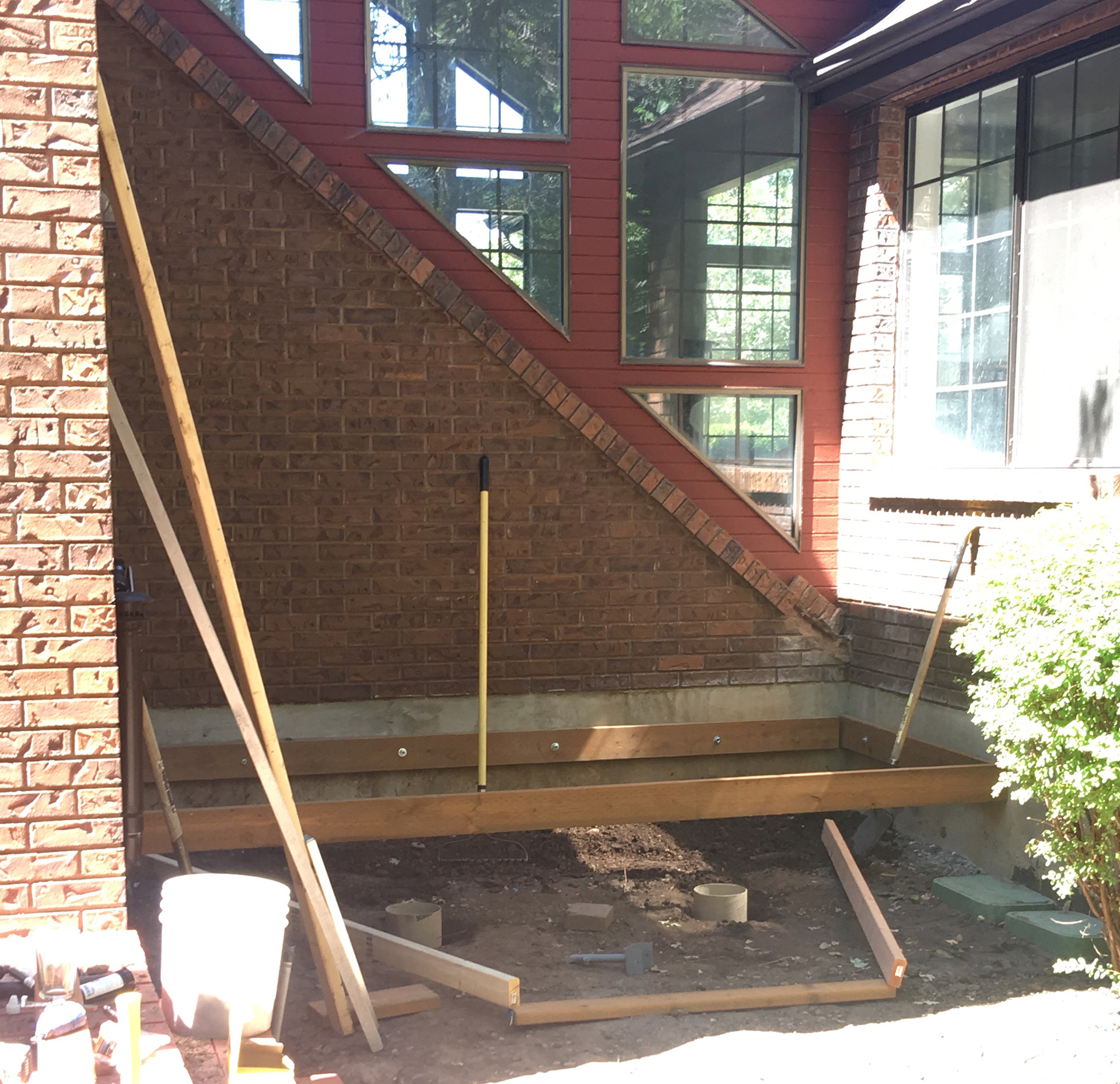 Frame bolted to foundation