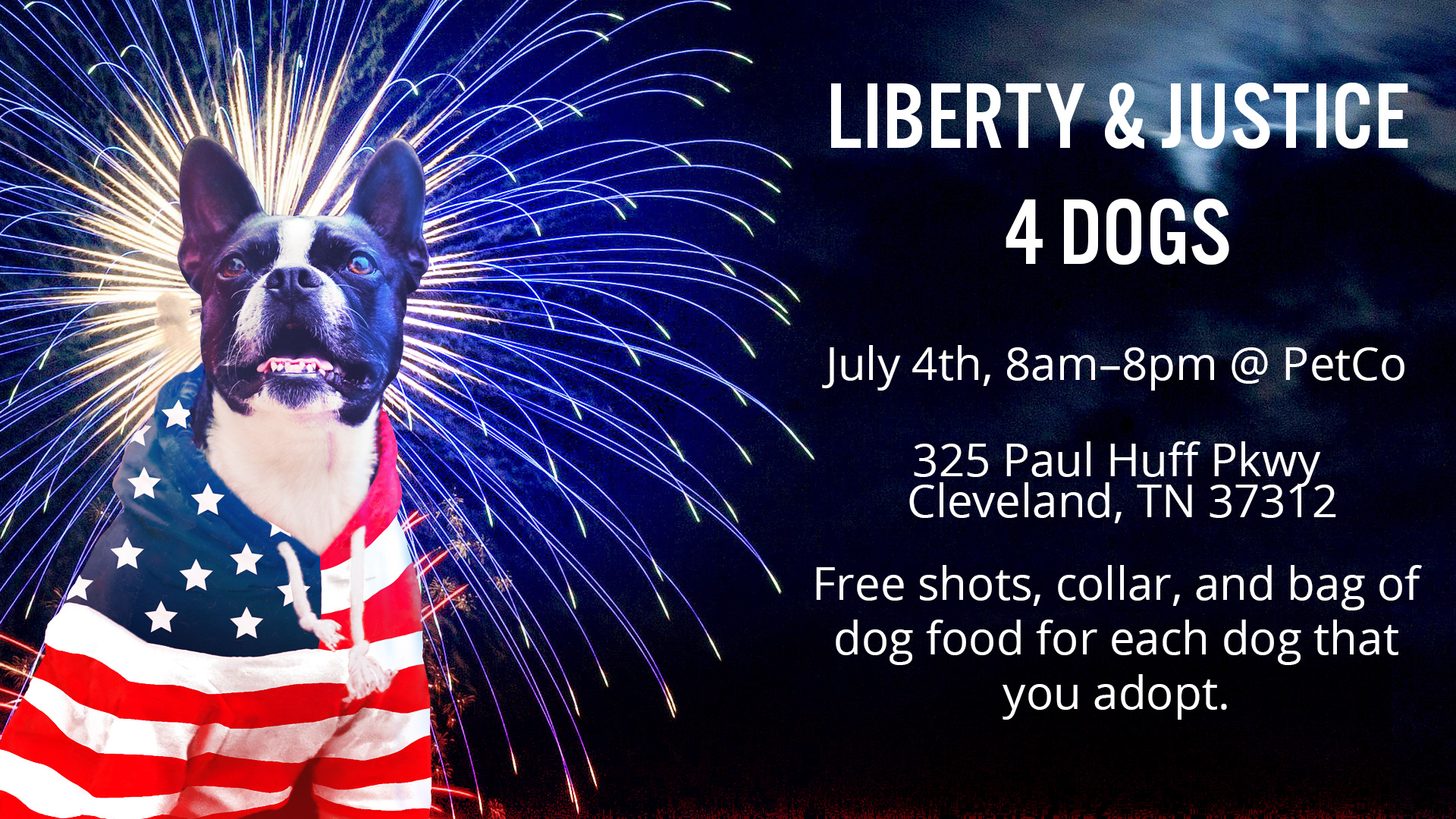 Social Media Ad Example: *This work is an example only. I have never worked, nor do I currently work, for Boston Terrier Rescue of East Tennessee. This ad concept is something I would have made had a campaign of this type been needed. The ad mock-up was created in Adobe Photoshop using free use images that were obtained via Pexels as part of student coursework in graphic design*.