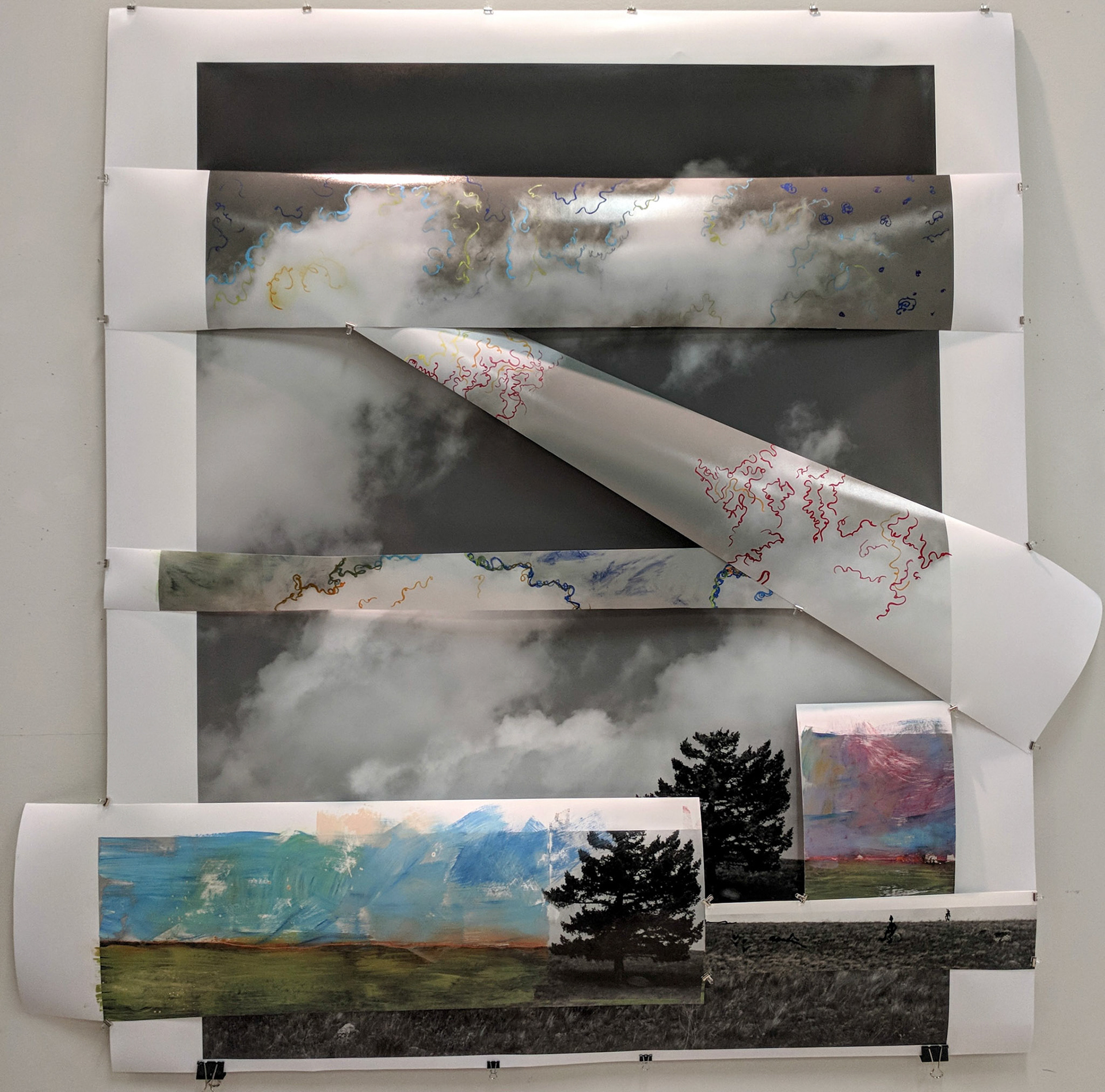 Tree Rock Sky Series, Acrylic on Digital Print, 2018