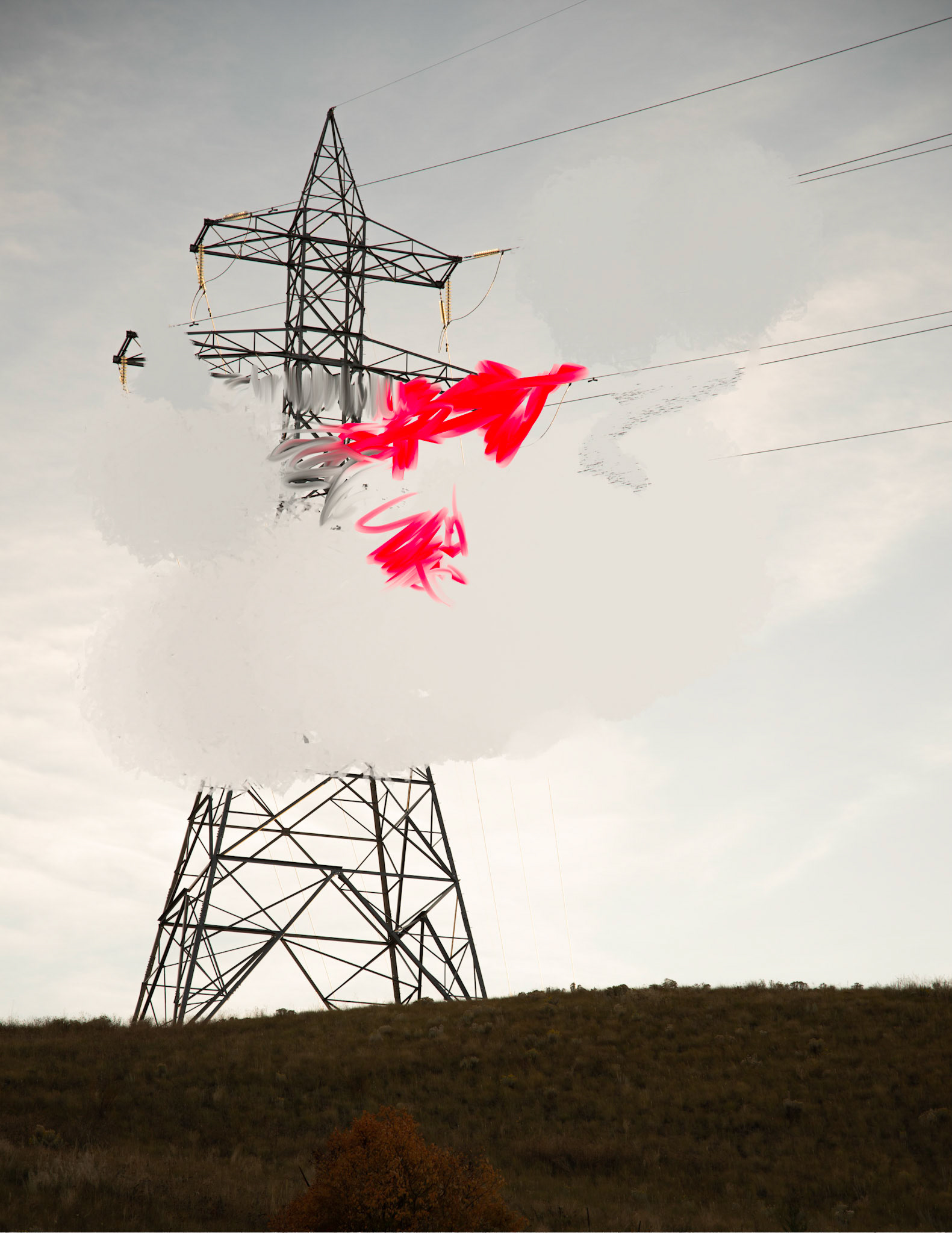 Untitled (Tower and digital painting), Digital Photograph