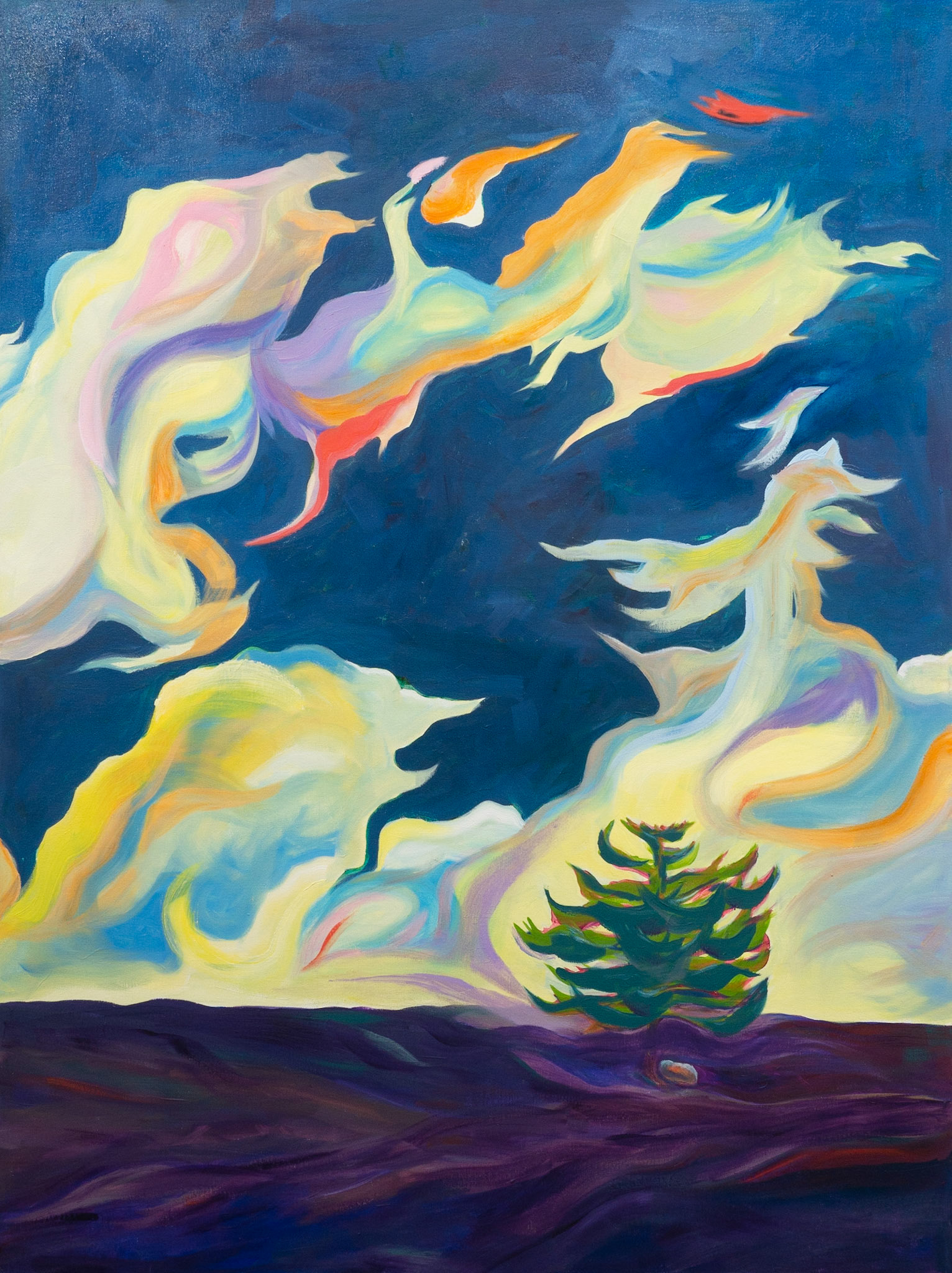 Tree Rock Sky Series, Acrylic on Canvas, 2017