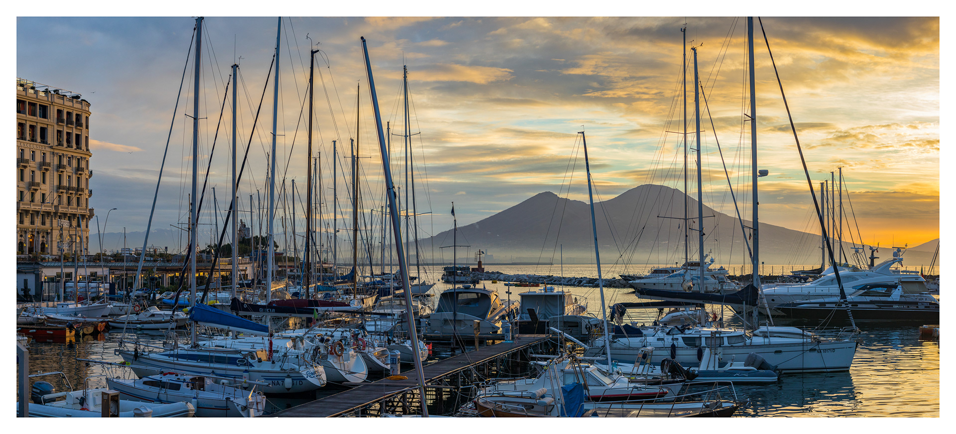 Calm harbour at sunrise, Napoli