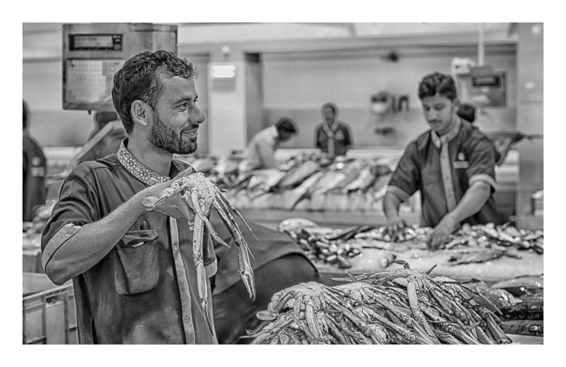 Selling crabs, Fish market, Dubai, UAE