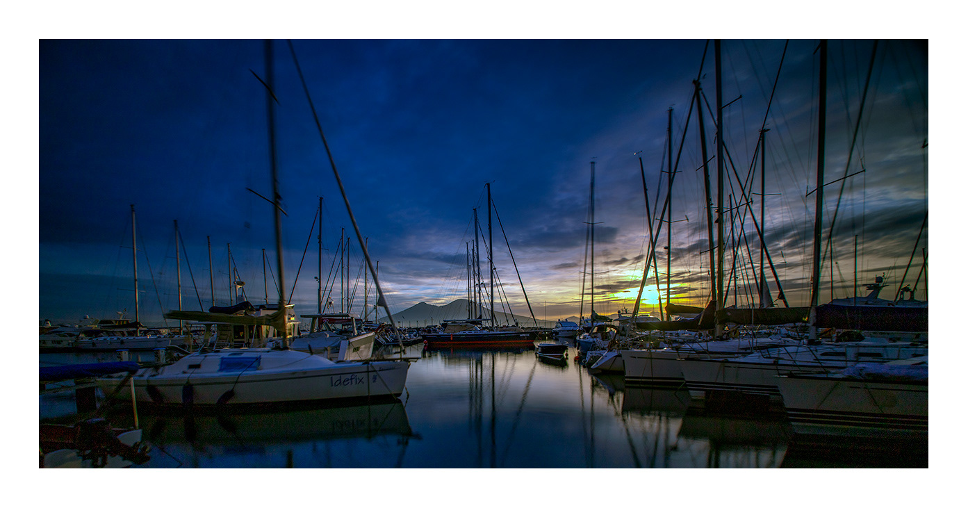 Napoli Harbour at sunrise, Italy