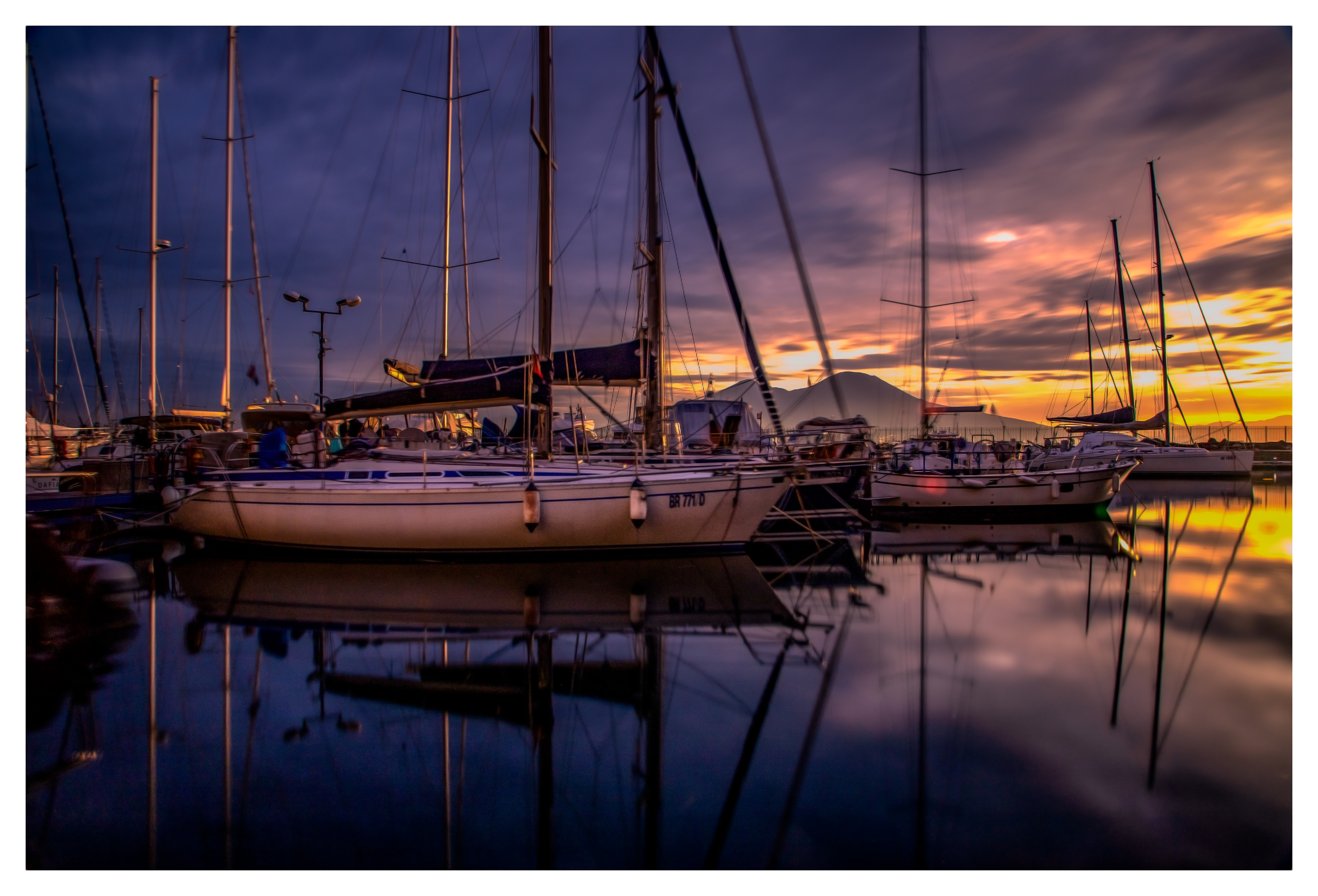 Napoli Harbour at sunrise, Italy
