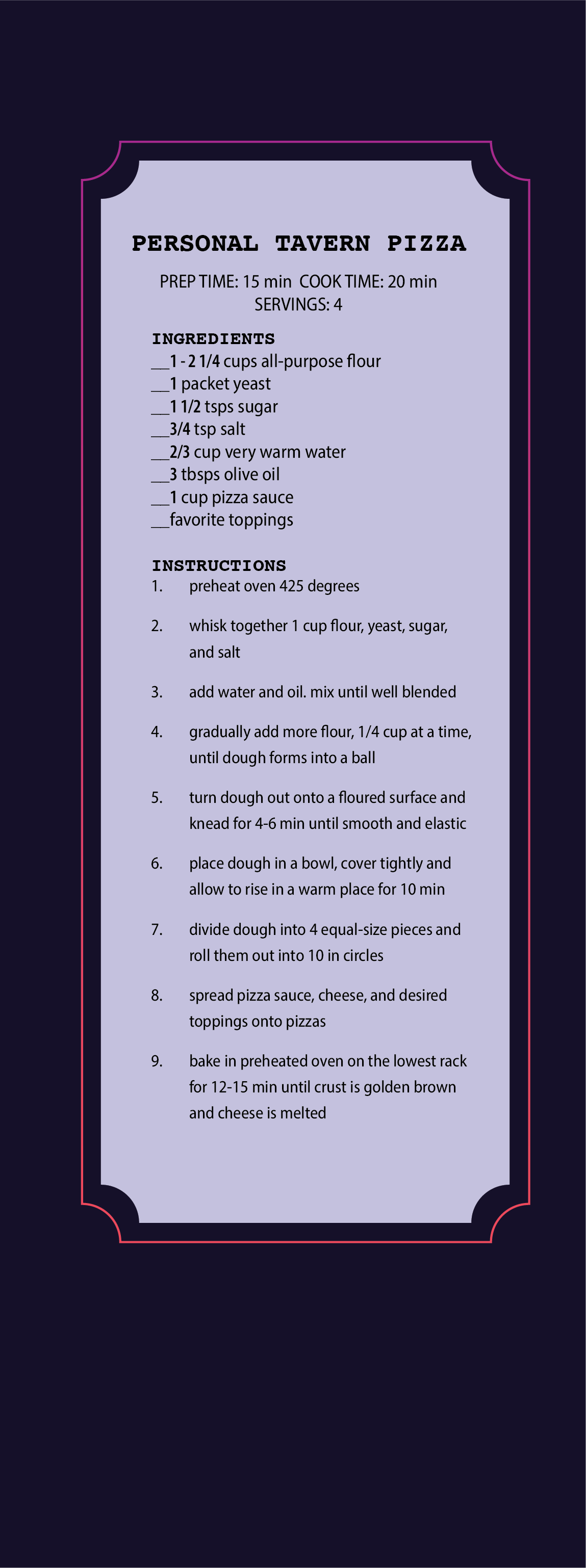 Book One Recipe