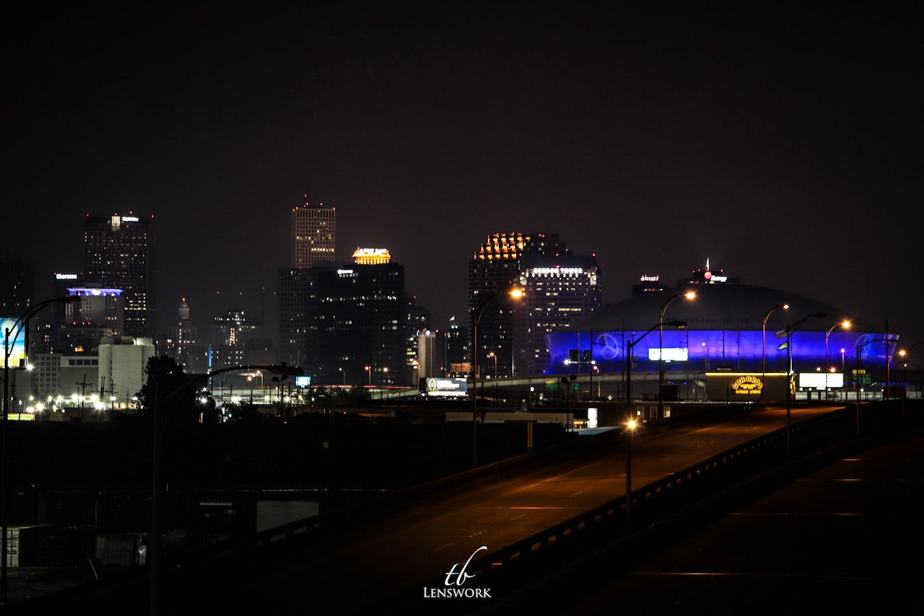 The Superdome lit blue as part of the “Light it Blue” campaign to honor front line workers during the COVID-19 pandemic.