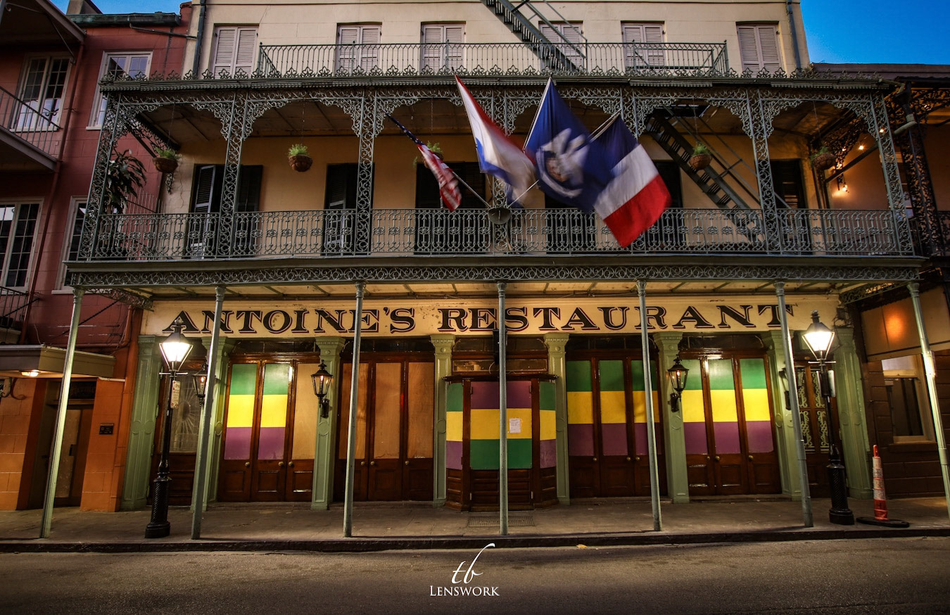 Antoine’s, a French Quarter staple since 1840 sits closed and quiet for now and the near future.