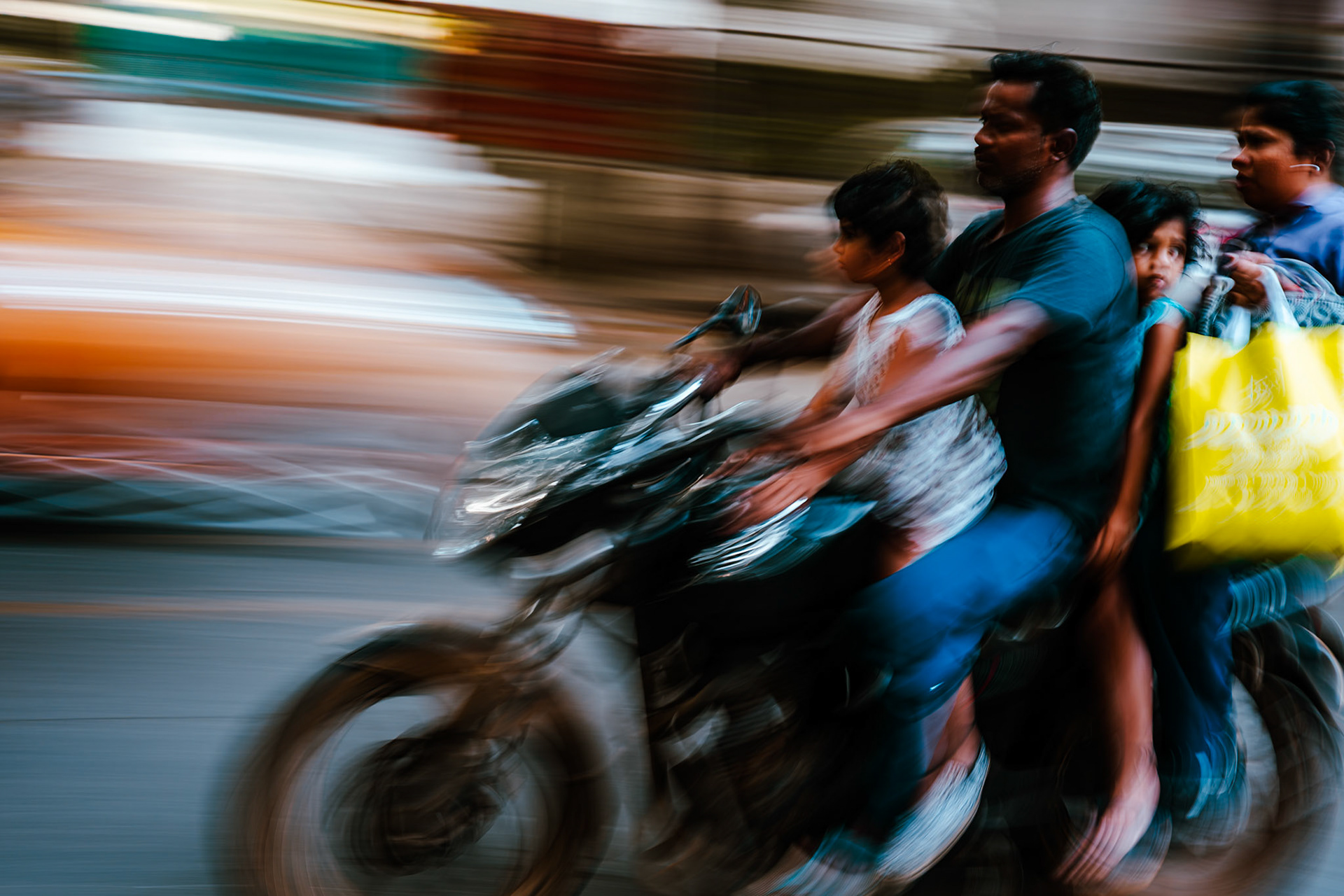 Family riding a bike