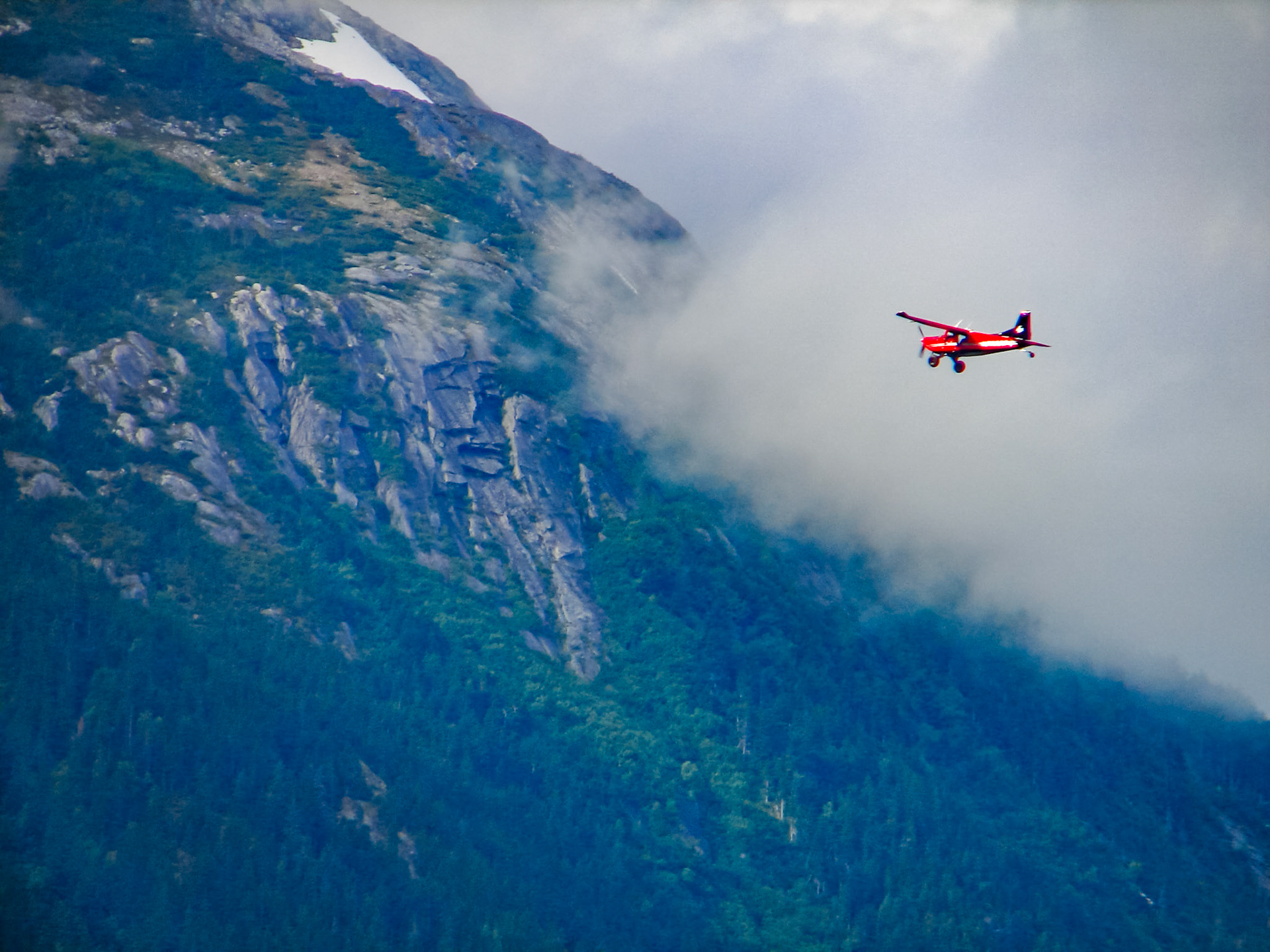 Plane against the mountain, Alaska