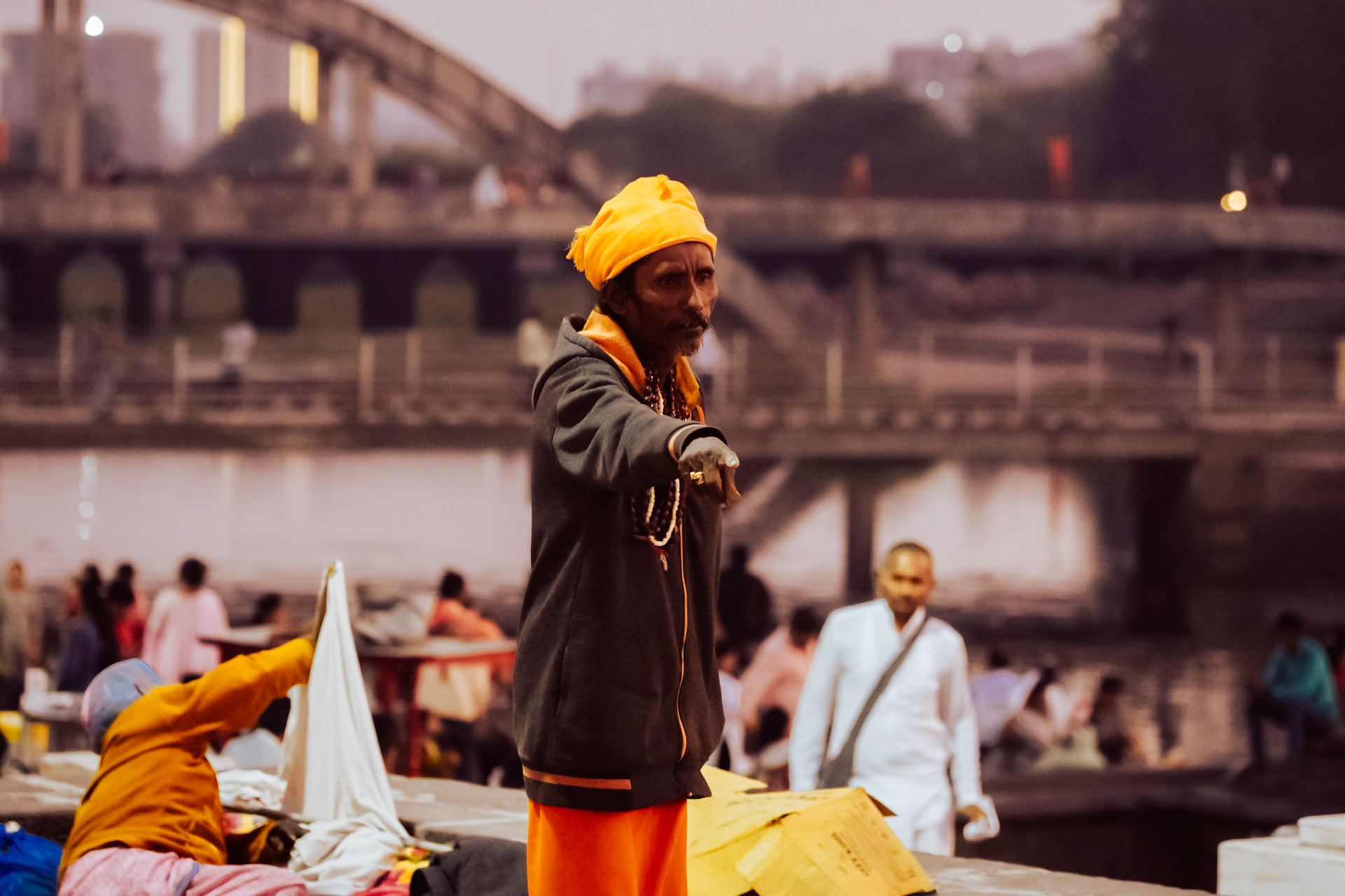 Man on river bank