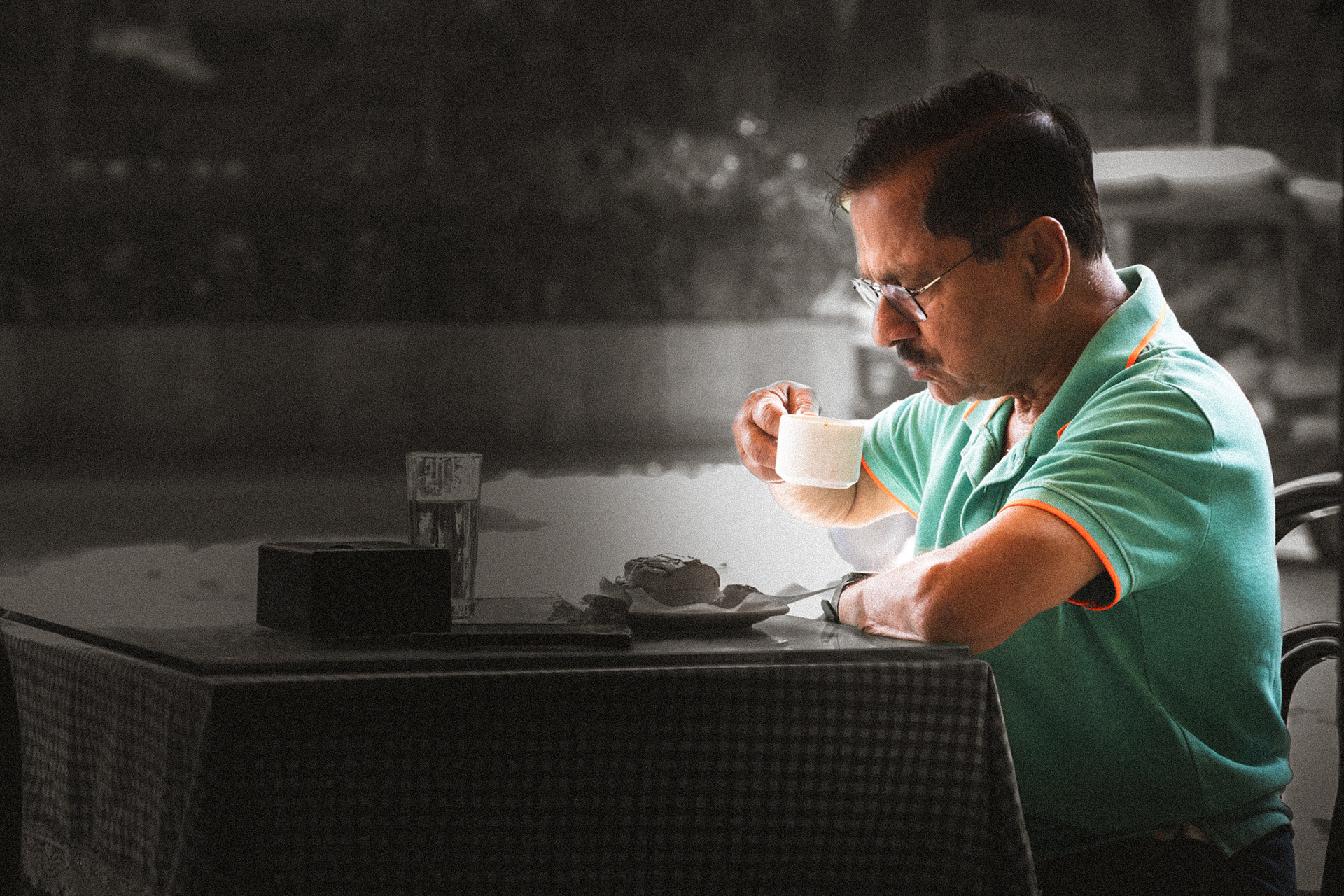 A Man having a breakfast