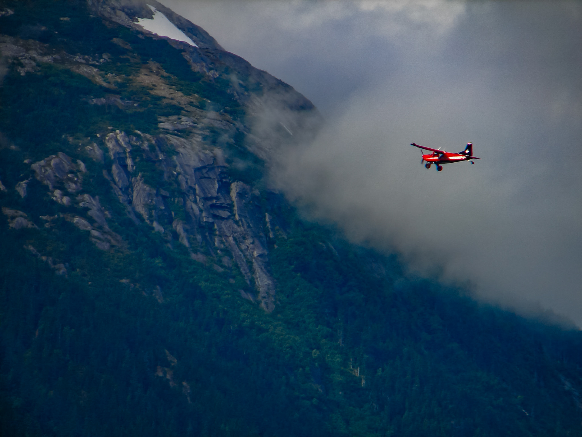 Plane against the mountain, Alaska
