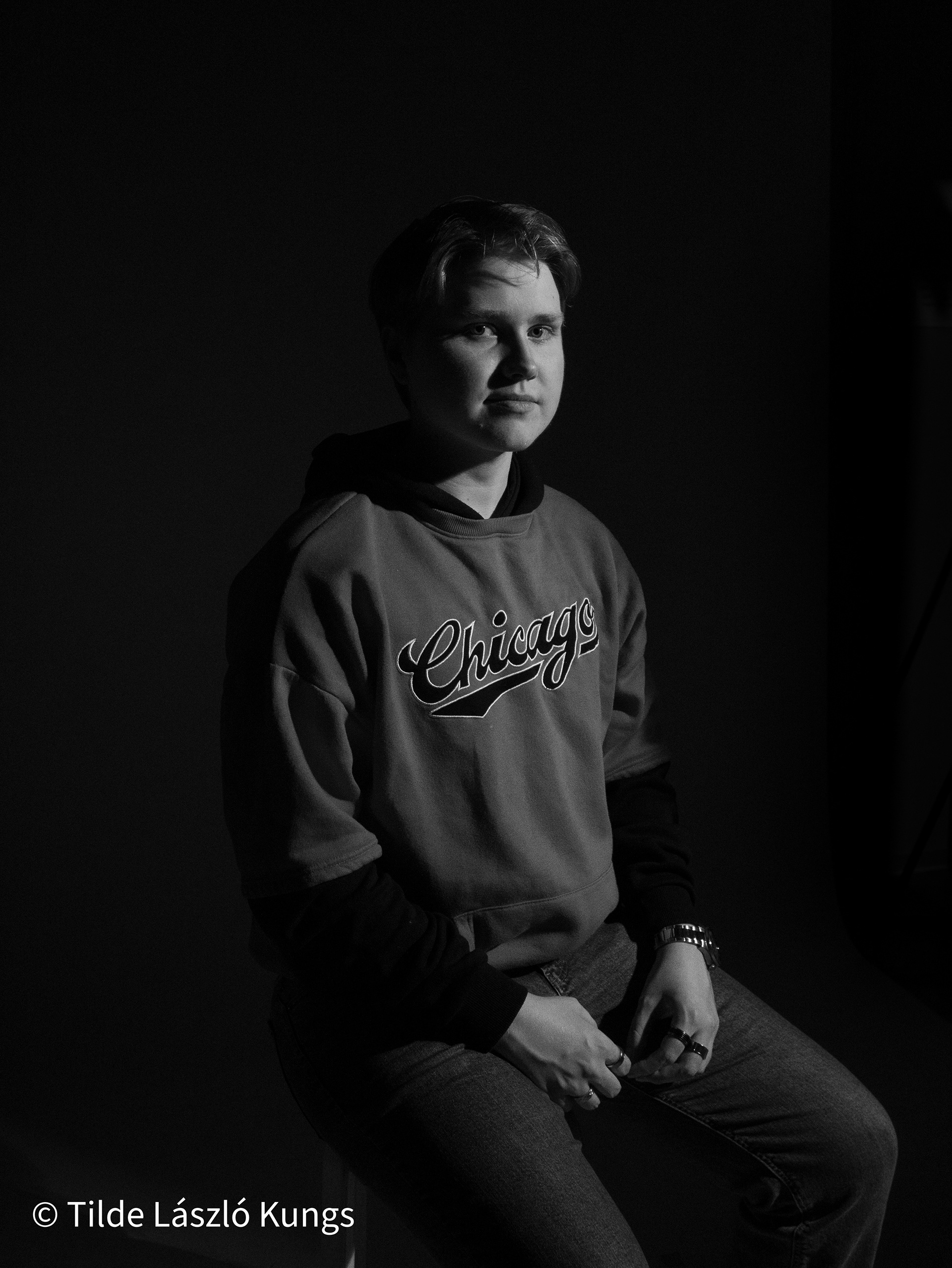Portrait taken in studio.
