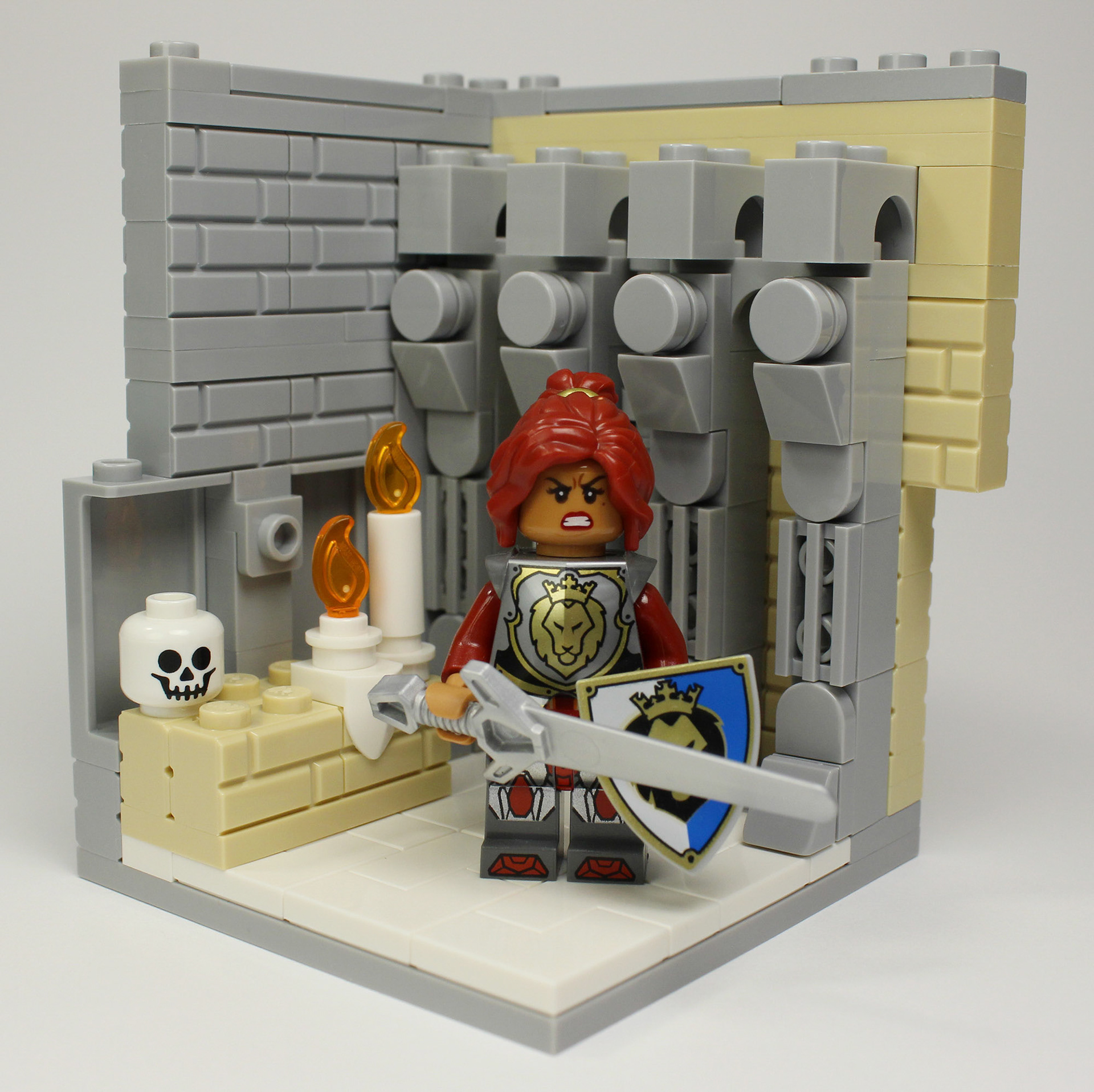 Zaina, the Human Fighter, exploring a crypt underneath the town of Conyberry.