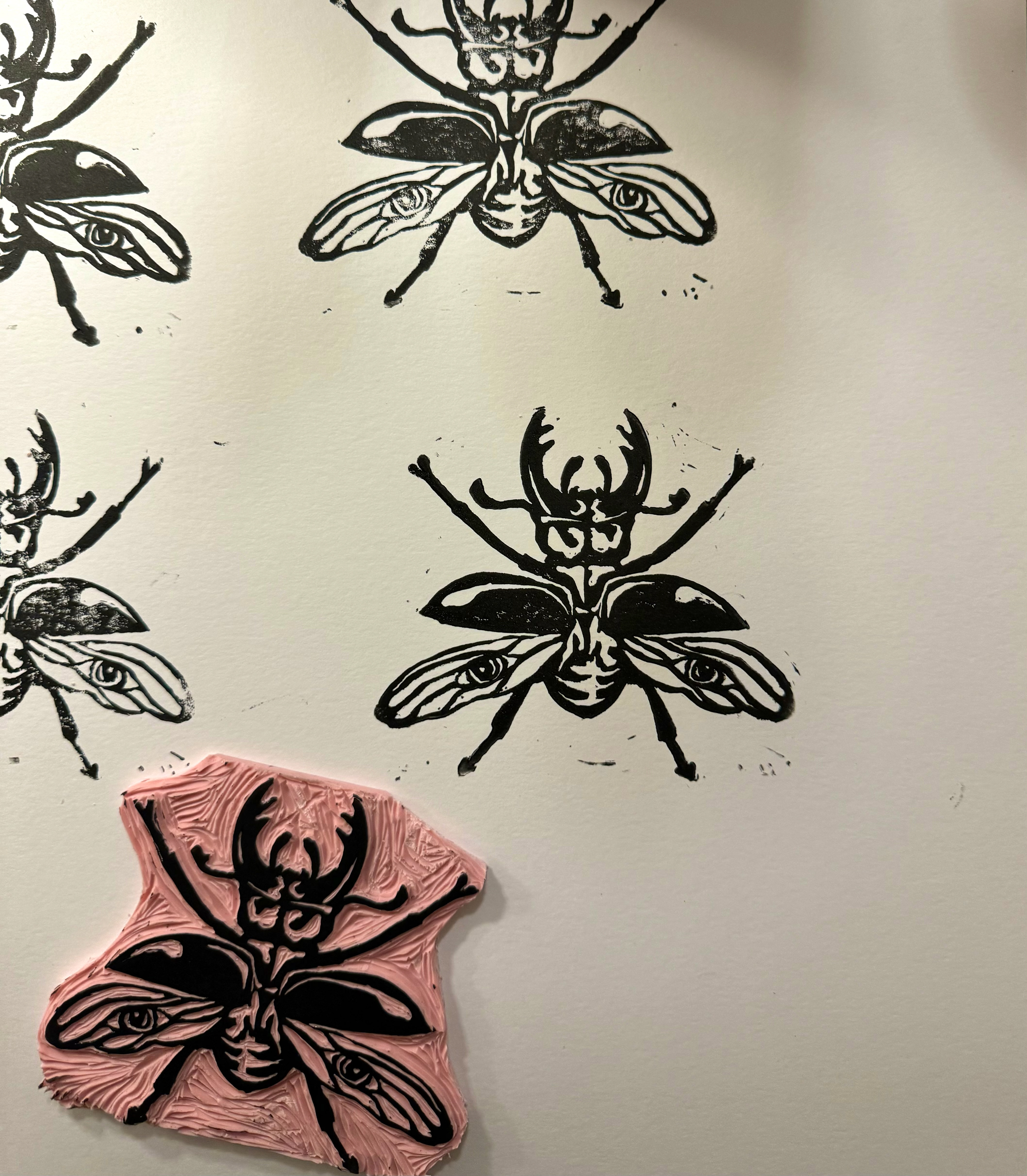 Lino Cut Stag Beetle Print 