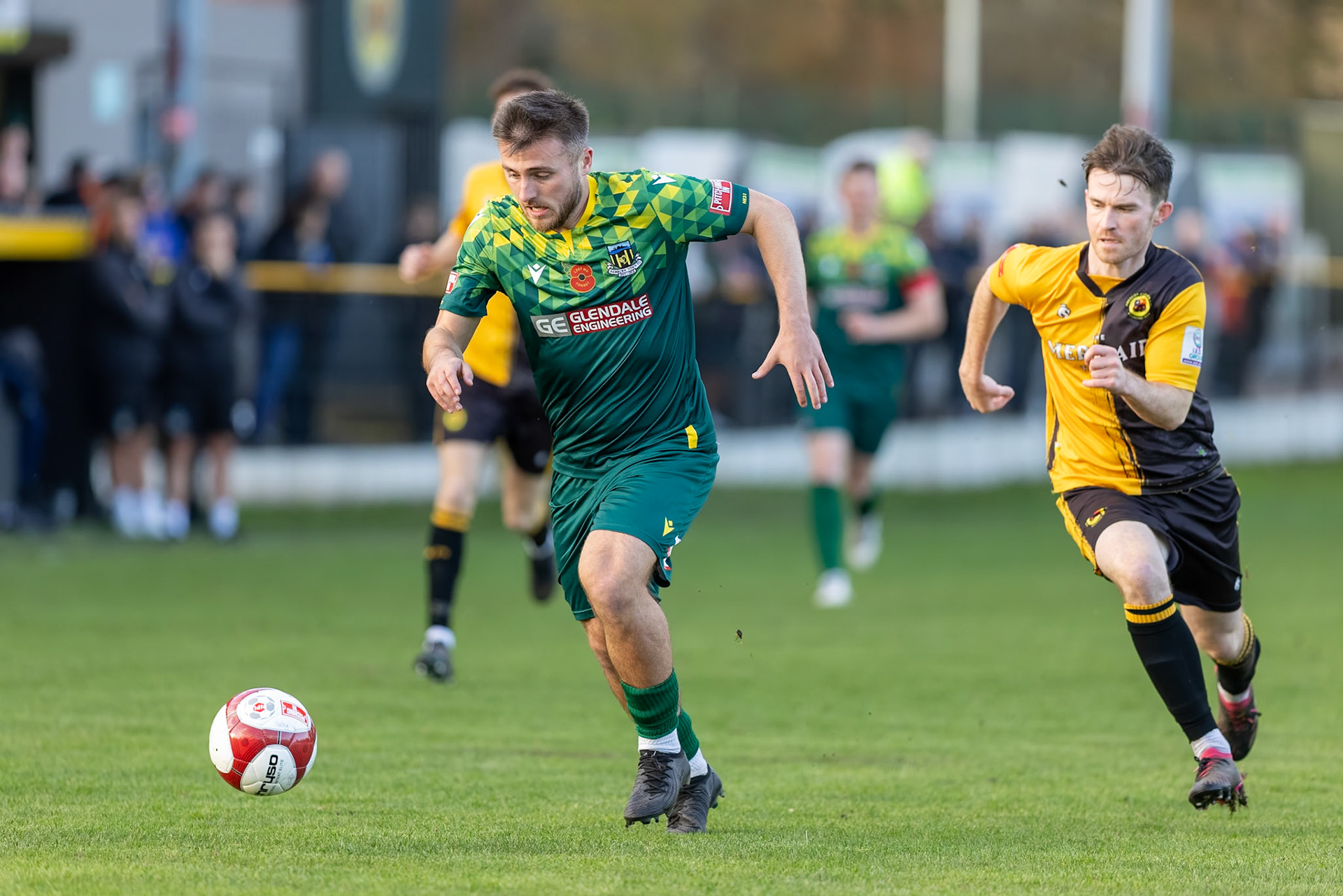 Prescot, ENGLAND -  during the NPL Premier Division match between Prescot Cables and  Hebburn Town  at The Auto Safety Centre StadiumCanon Canon EOS R5 1600 1/2500 2.8 (Pic by John Middleton)